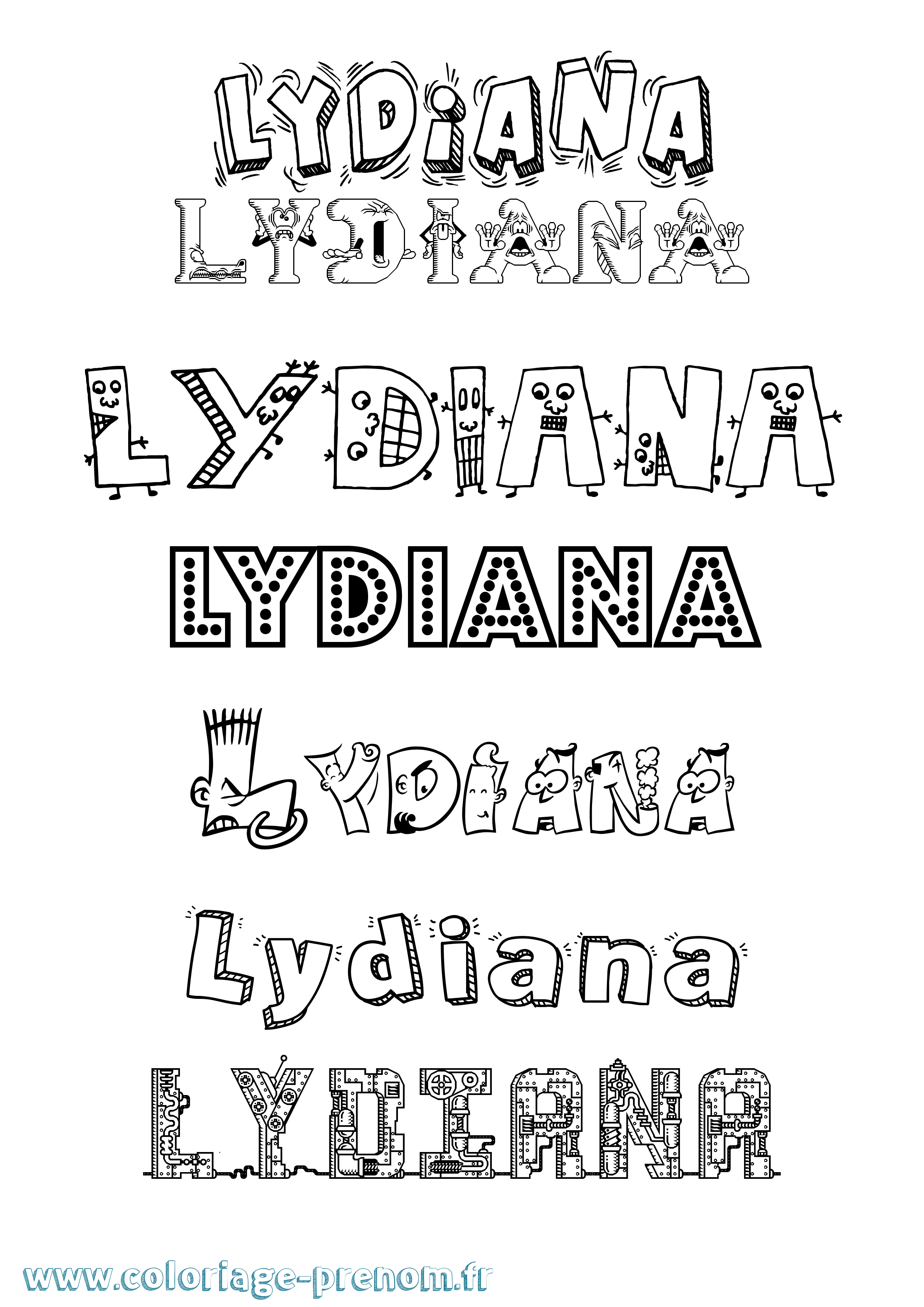 Coloriage Lydiana Fun Coloriage prénom Lydiana Fun
