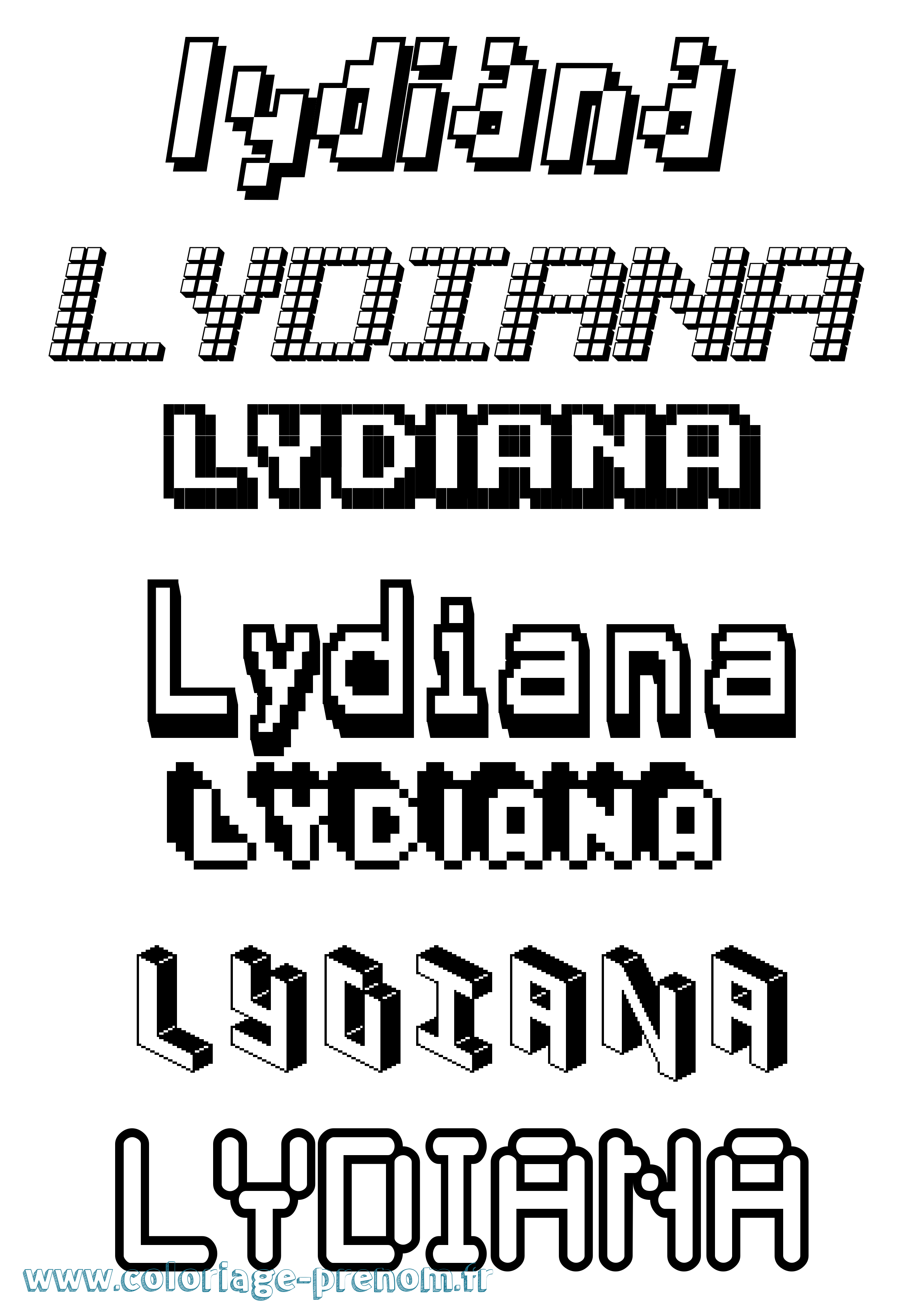 Coloriage Lydiana Pixel Coloriage prénom Lydiana Pixel