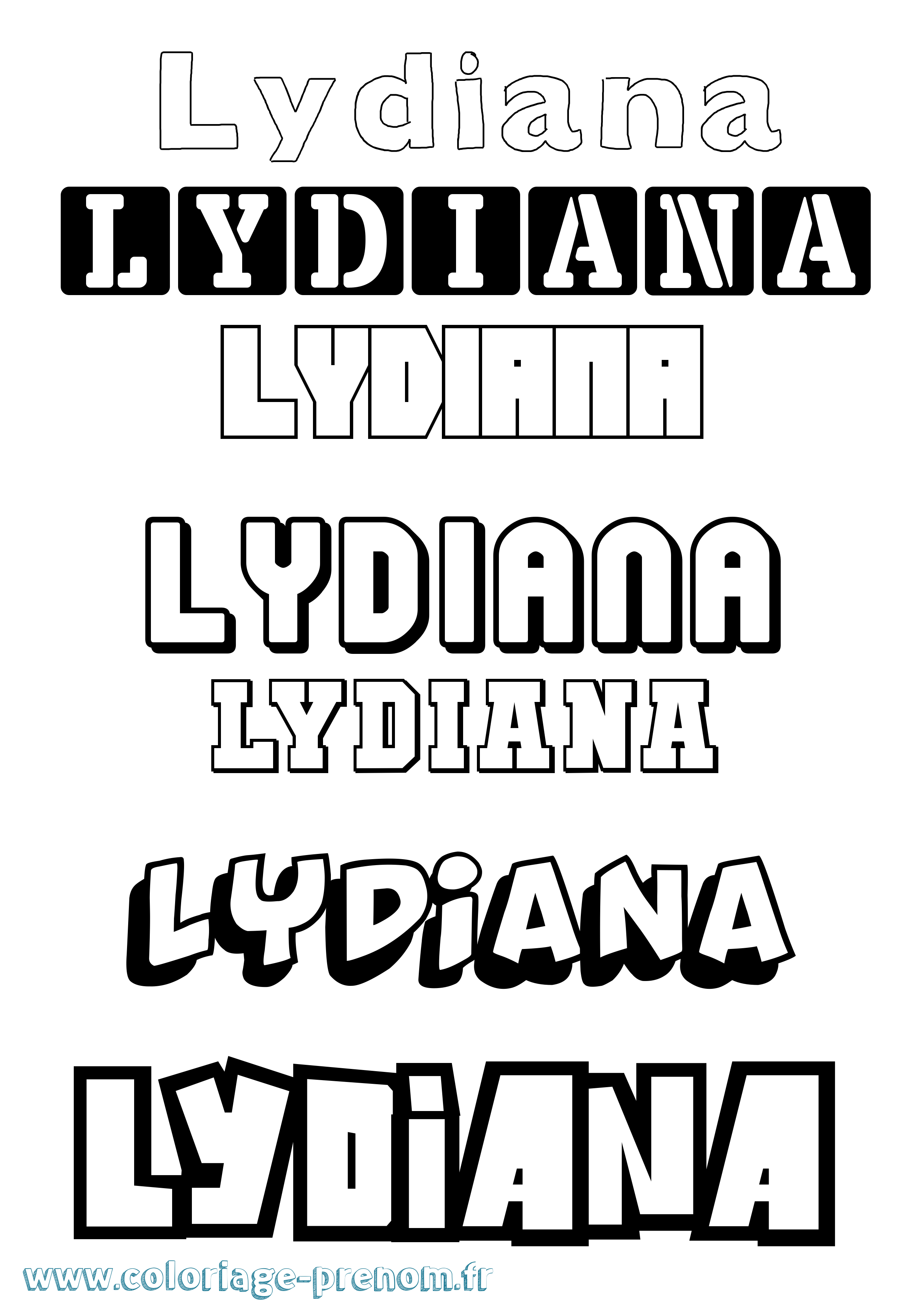 Coloriage Lydiana Simple Coloriage prénom Lydiana Simple