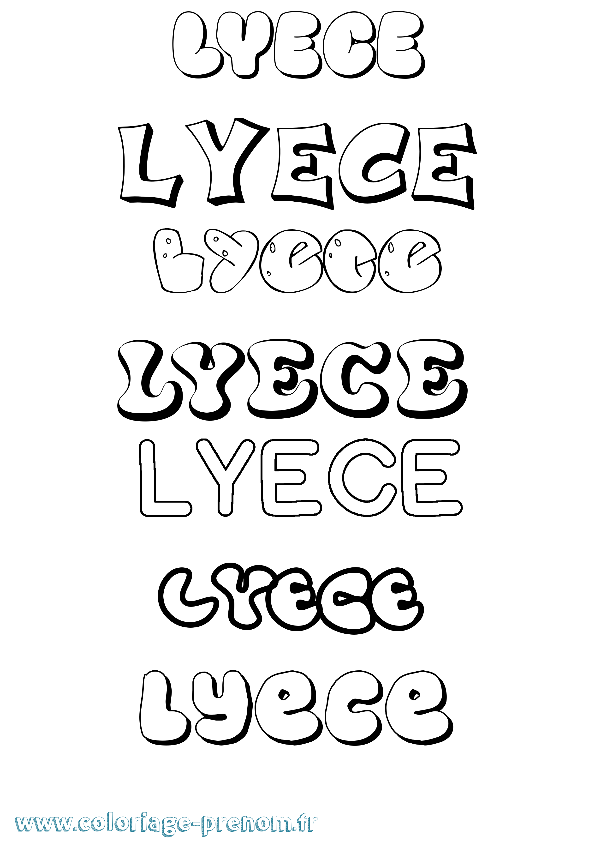 Coloriage Lyece Bubble Coloriage prénom Lyece Bubble