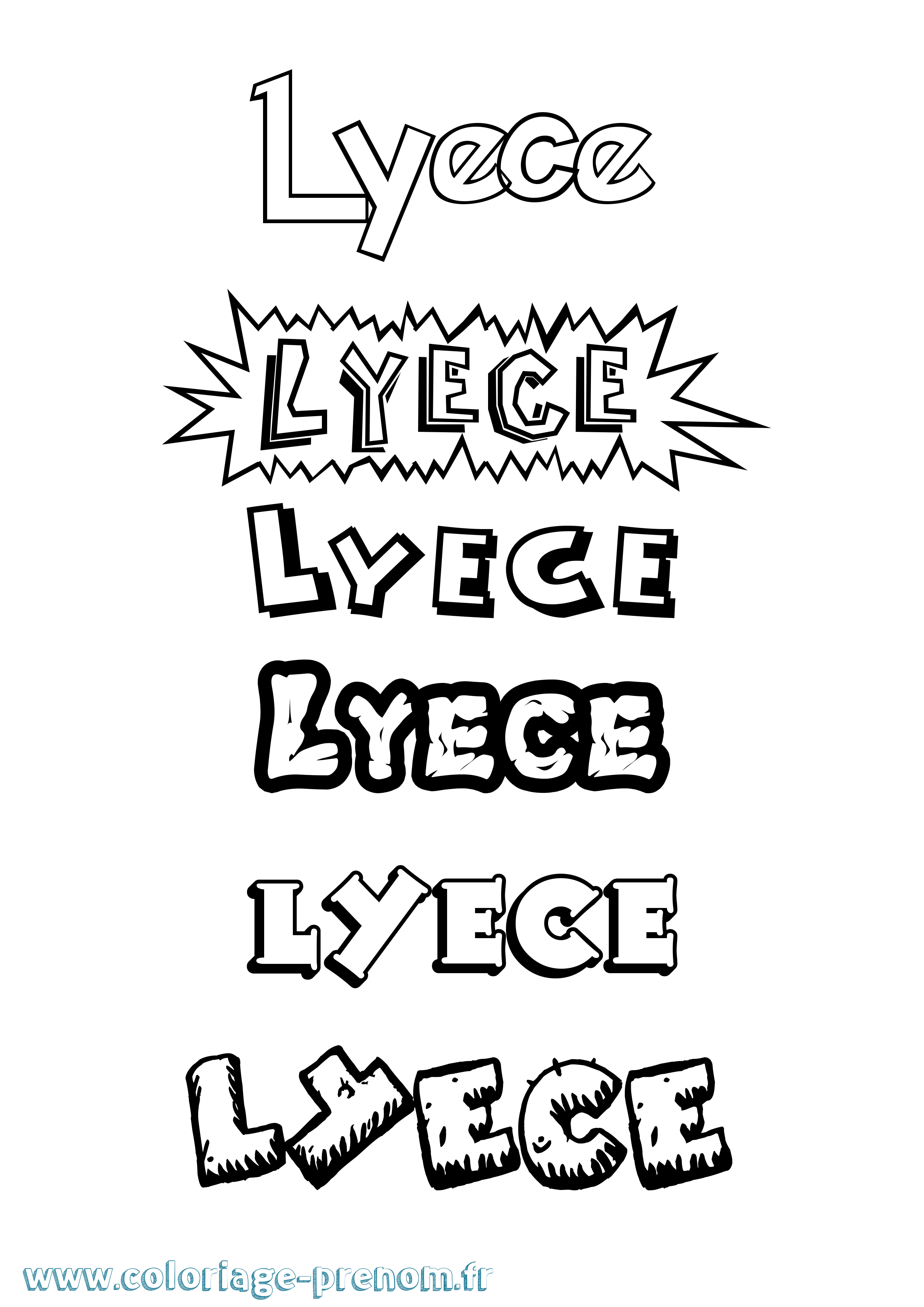 Coloriage Lyece Dessin Animé Coloriage prénom Lyece Dessin Animé