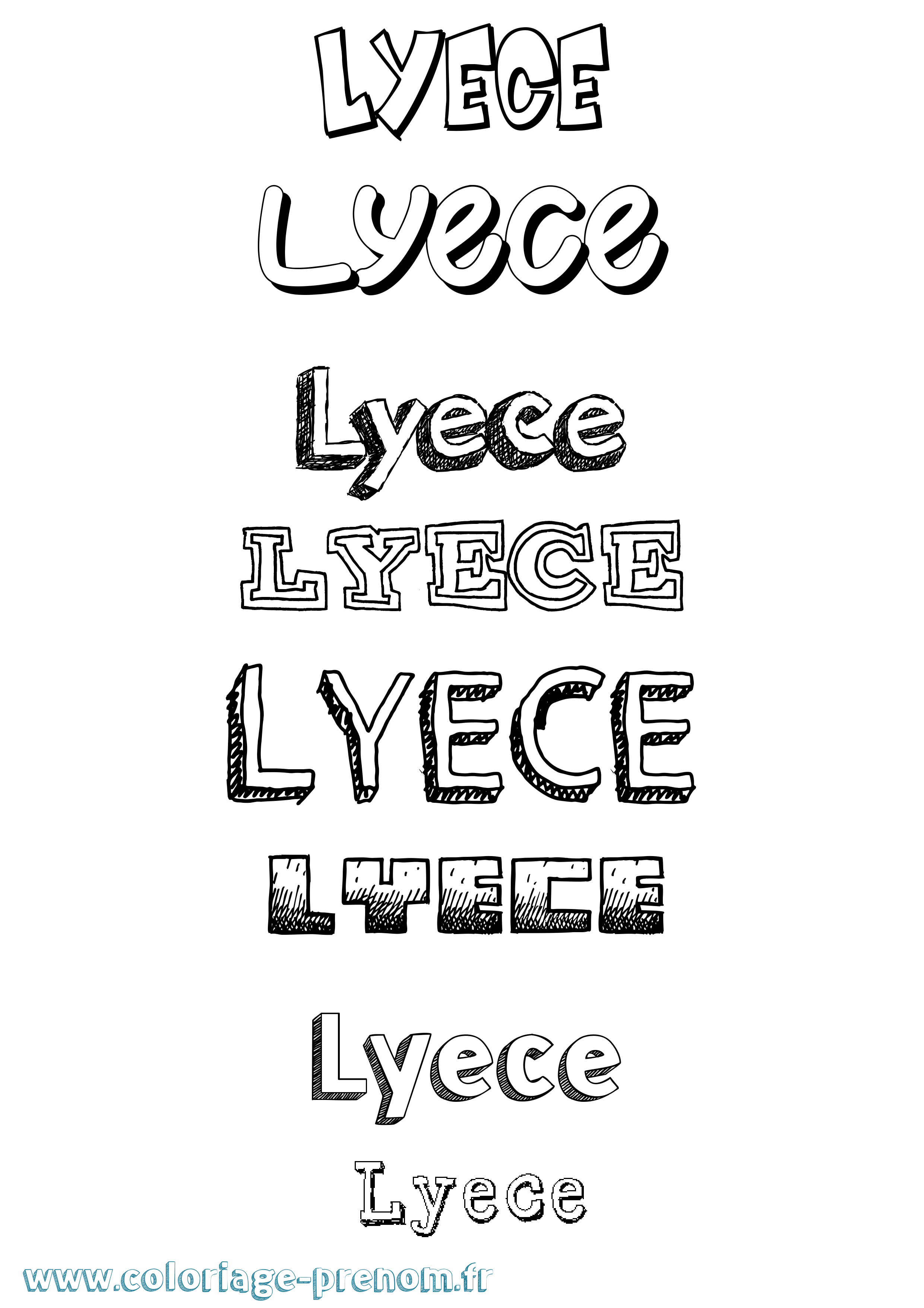 Coloriage Lyece Dessiné Coloriage prénom Lyece Dessiné