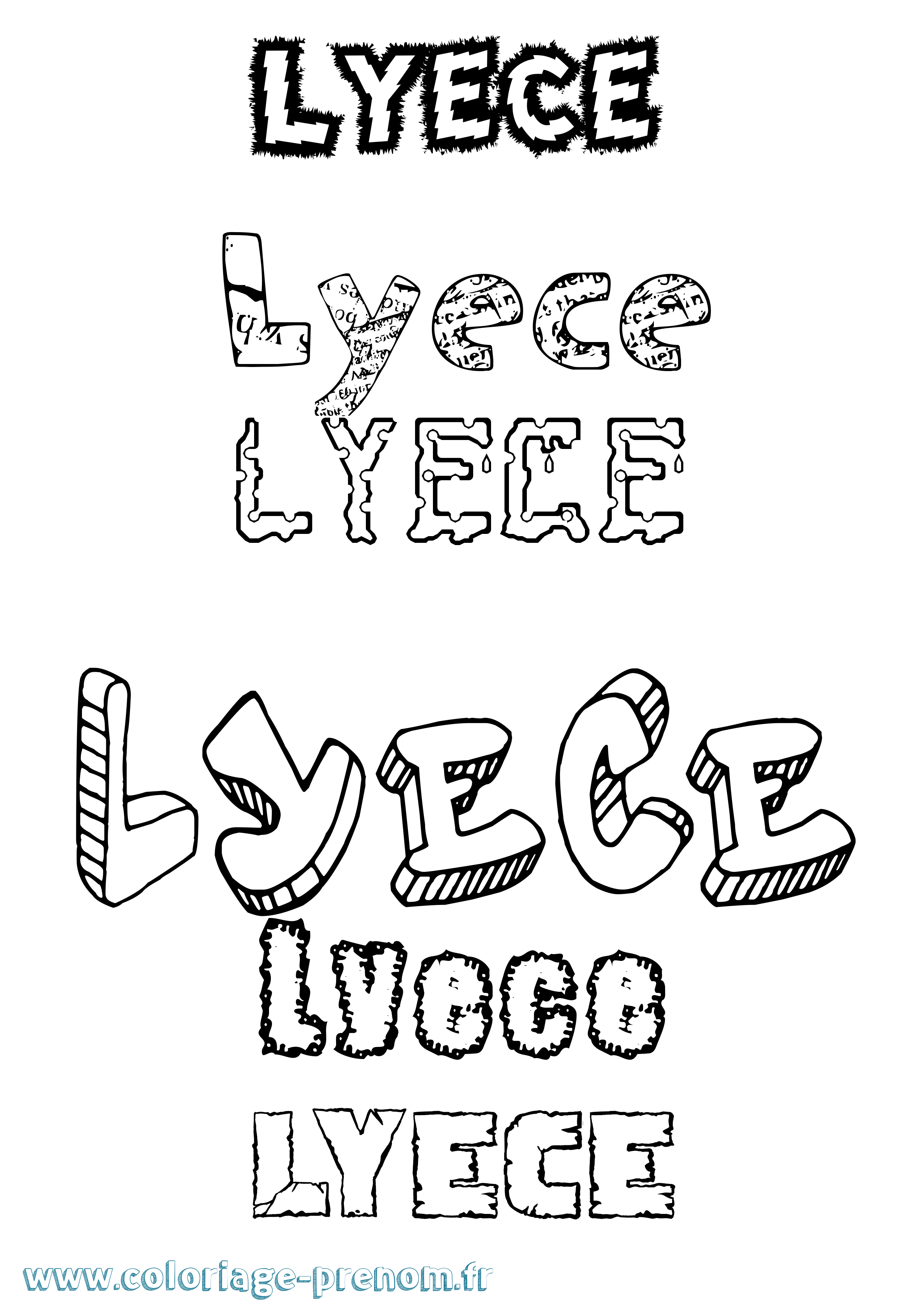 Coloriage Lyece Destructuré Coloriage prénom Lyece Destructuré