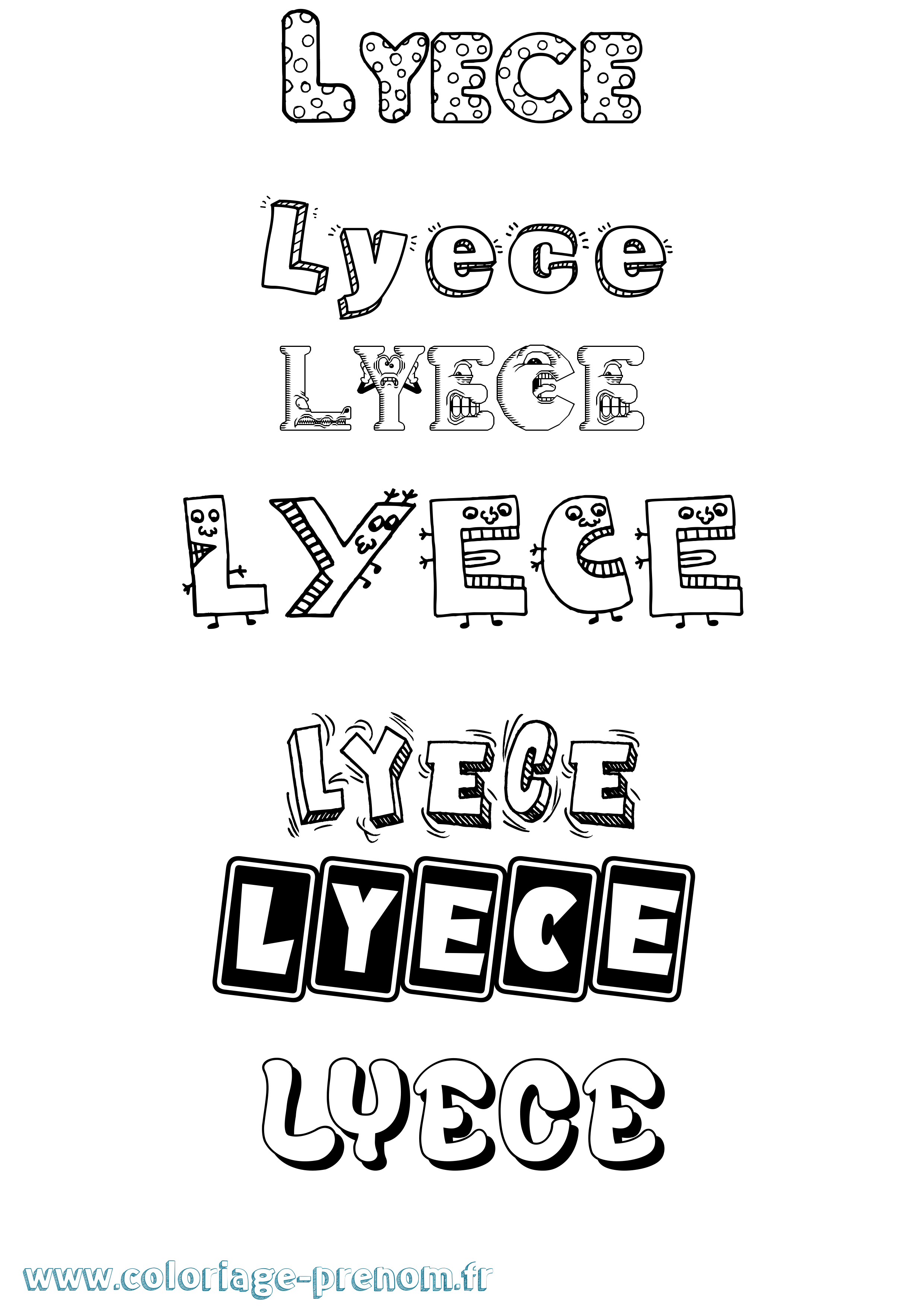 Coloriage Lyece Fun Coloriage prénom Lyece Fun