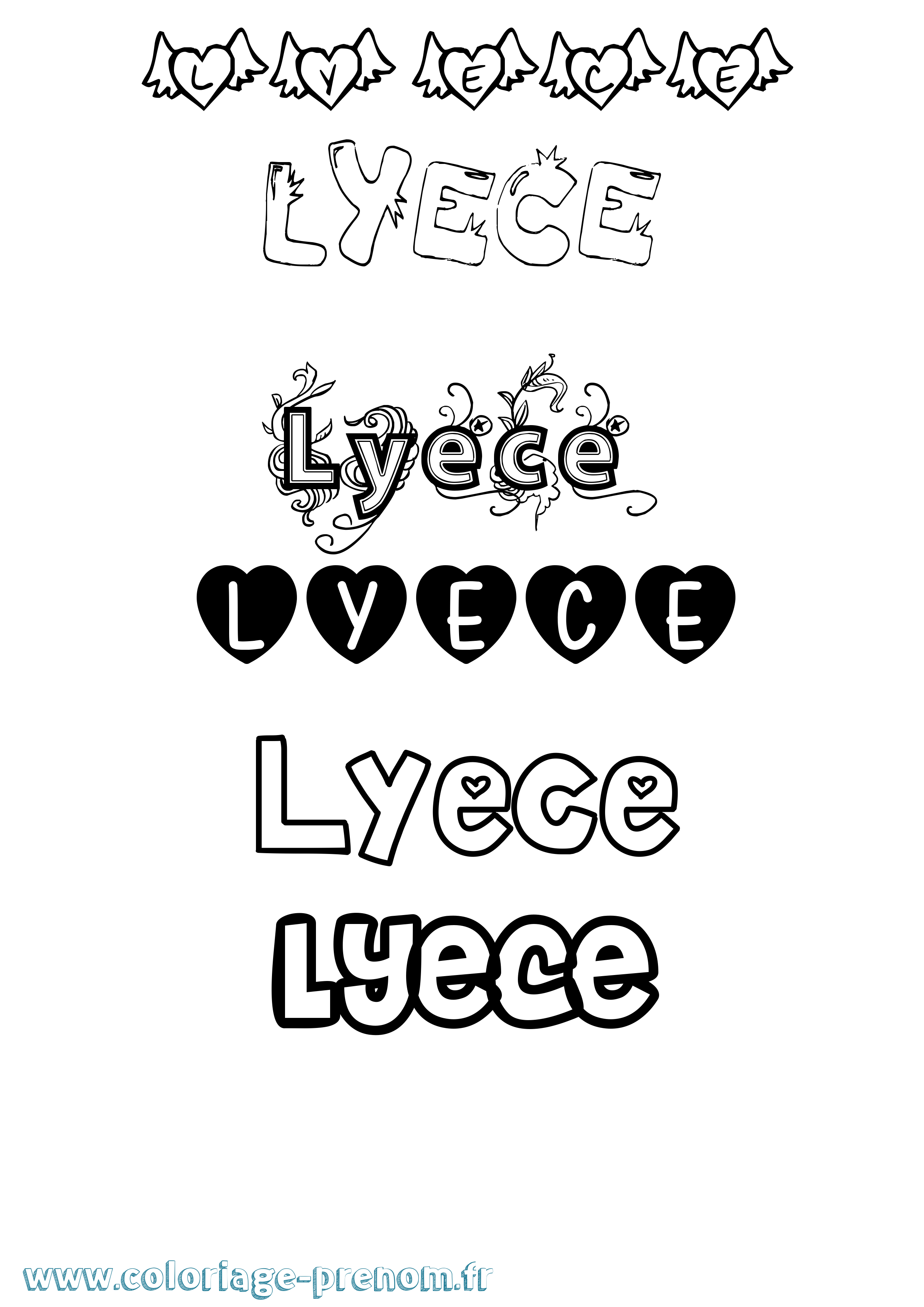 Coloriage Lyece Girly Coloriage prénom Lyece Girly