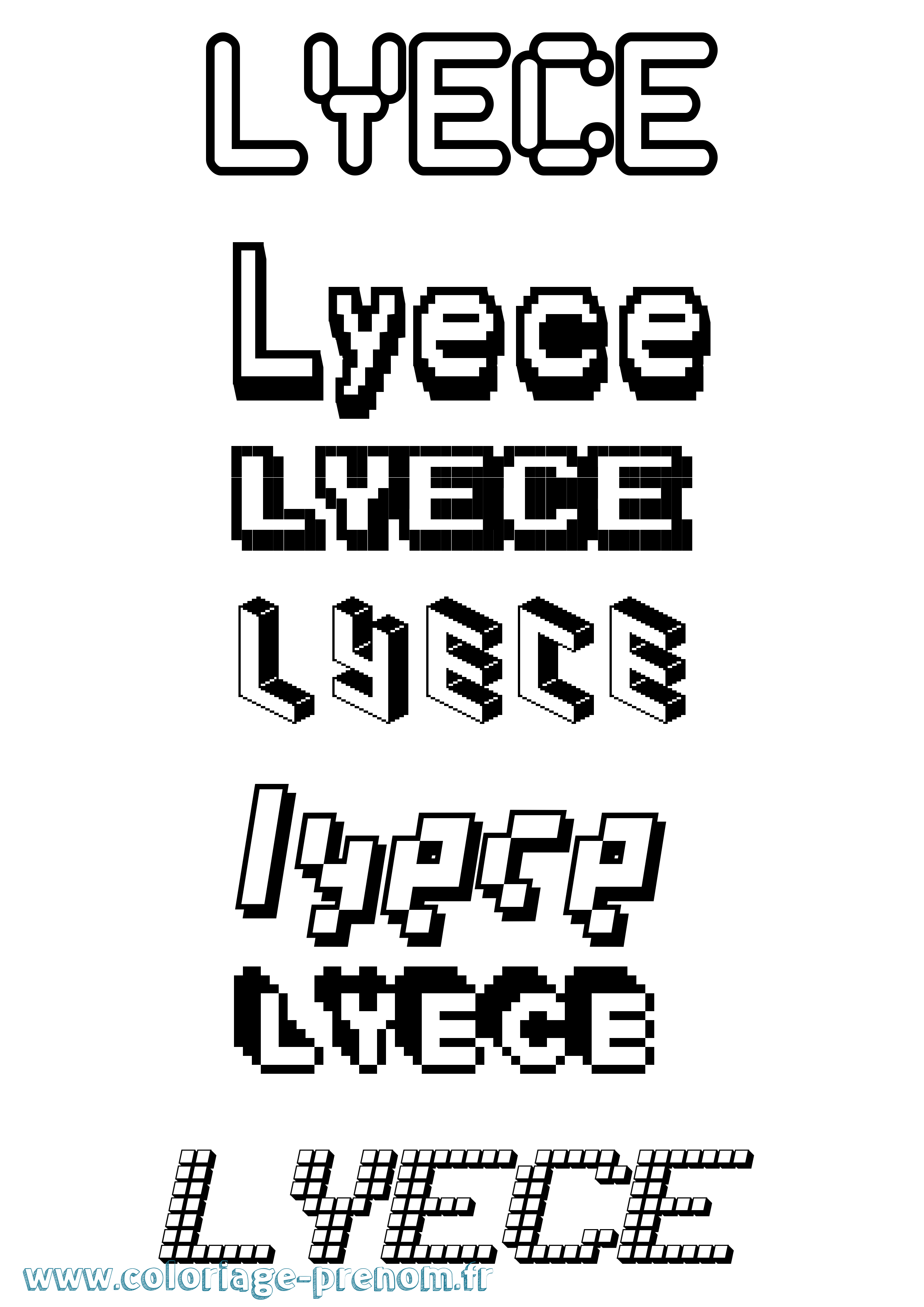 Coloriage Lyece Pixel Coloriage prénom Lyece Pixel