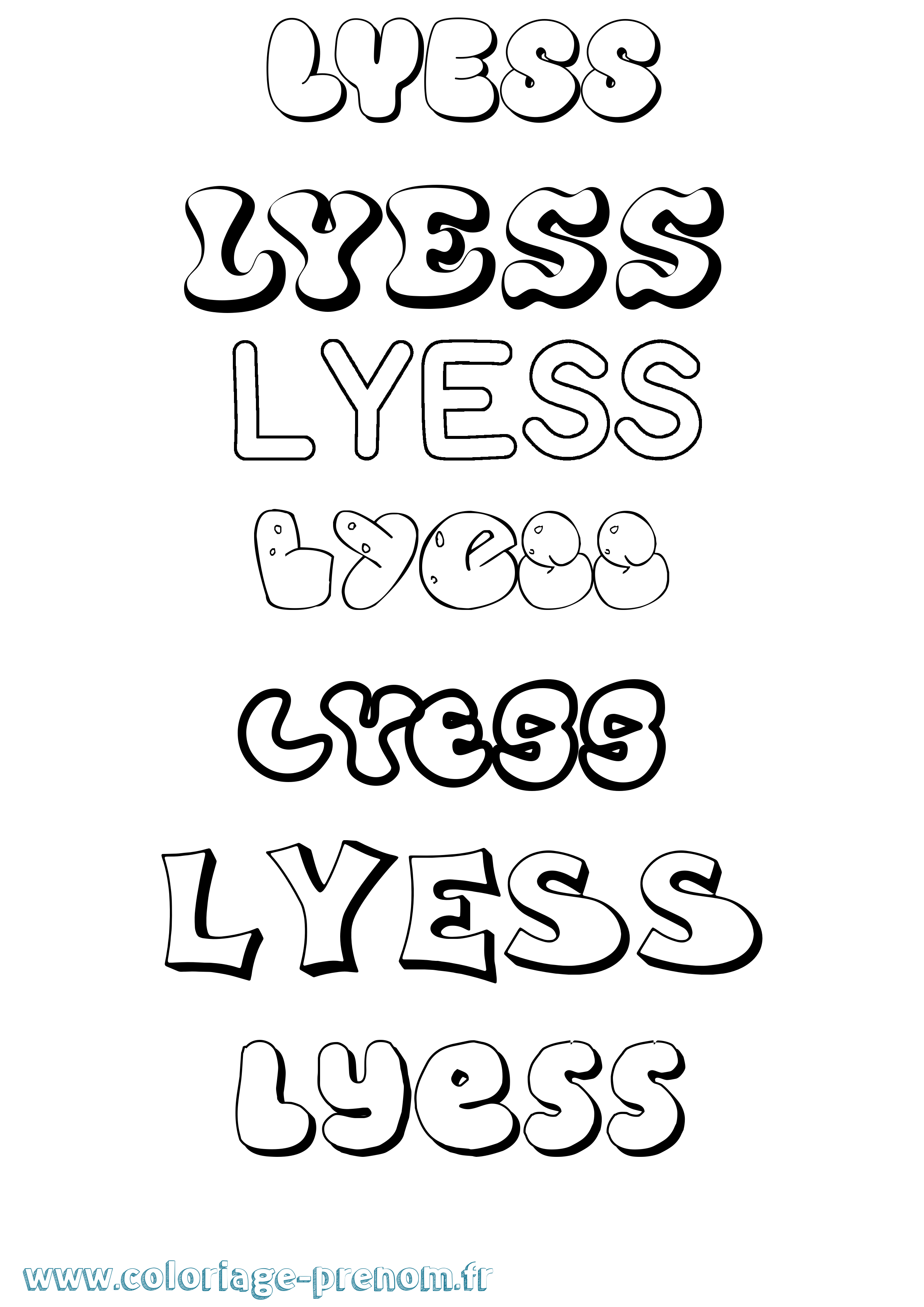 Coloriage Lyess Bubble Coloriage prénom Lyess Bubble