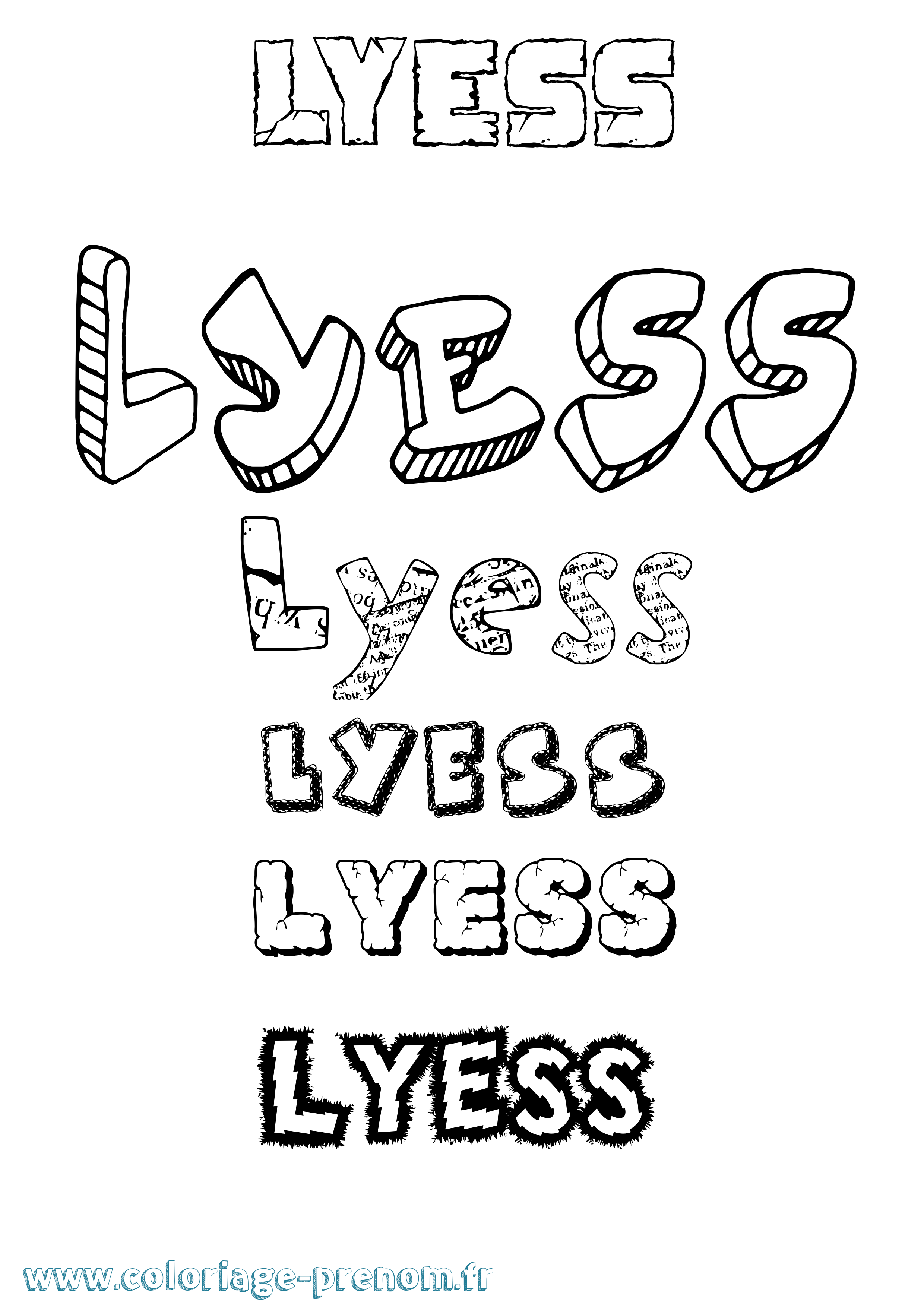 Coloriage Lyess Destructuré Coloriage prénom Lyess Destructuré