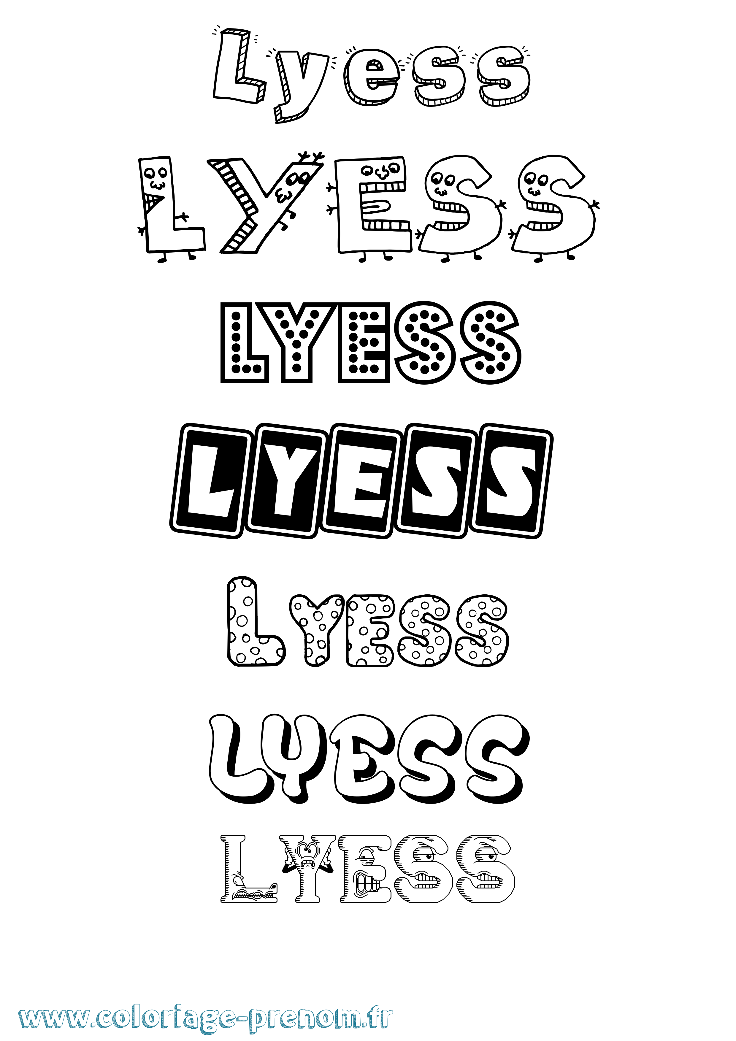 Coloriage Lyess Fun Coloriage prénom Lyess Fun