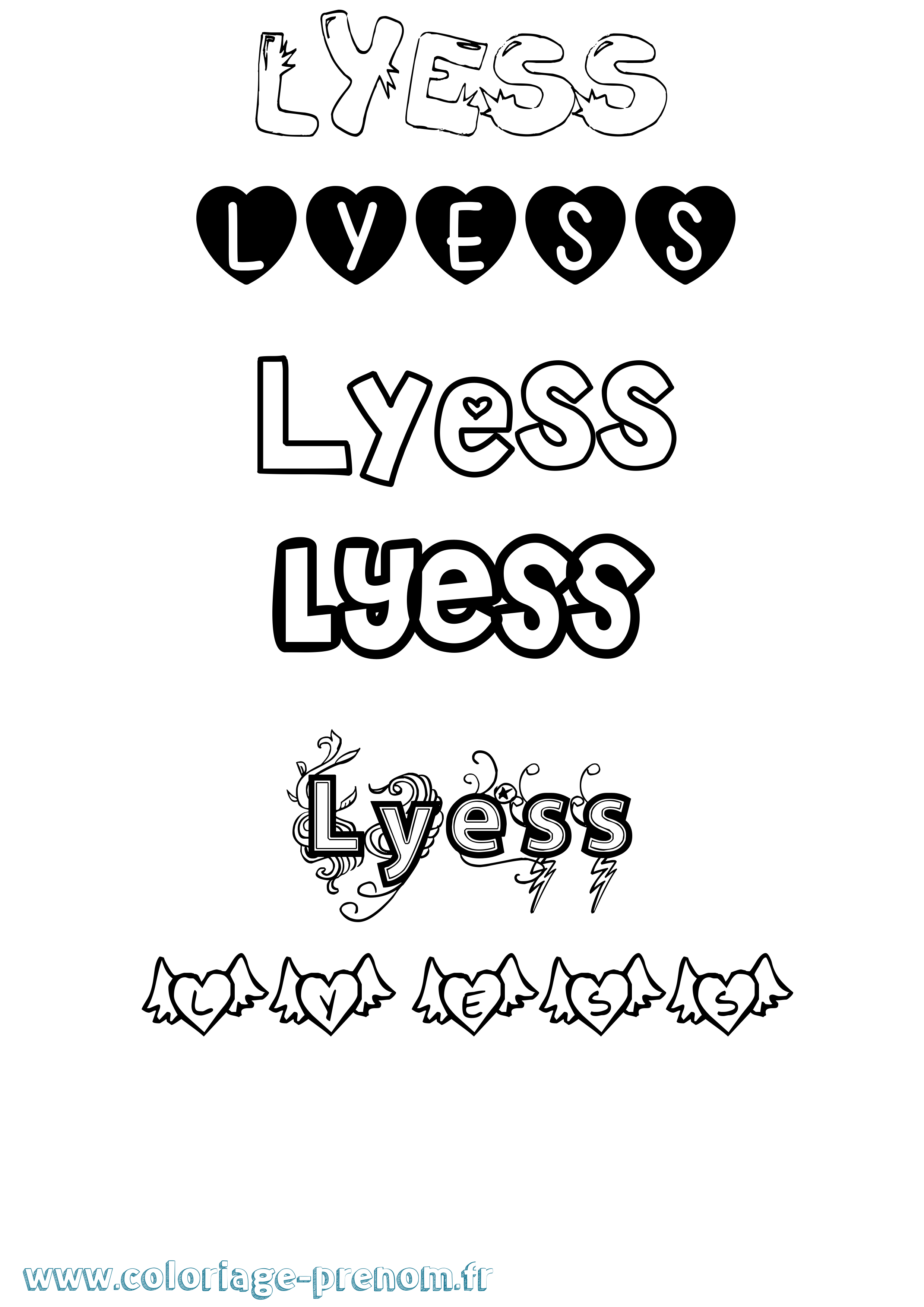 Coloriage Lyess Girly Coloriage prénom Lyess Girly