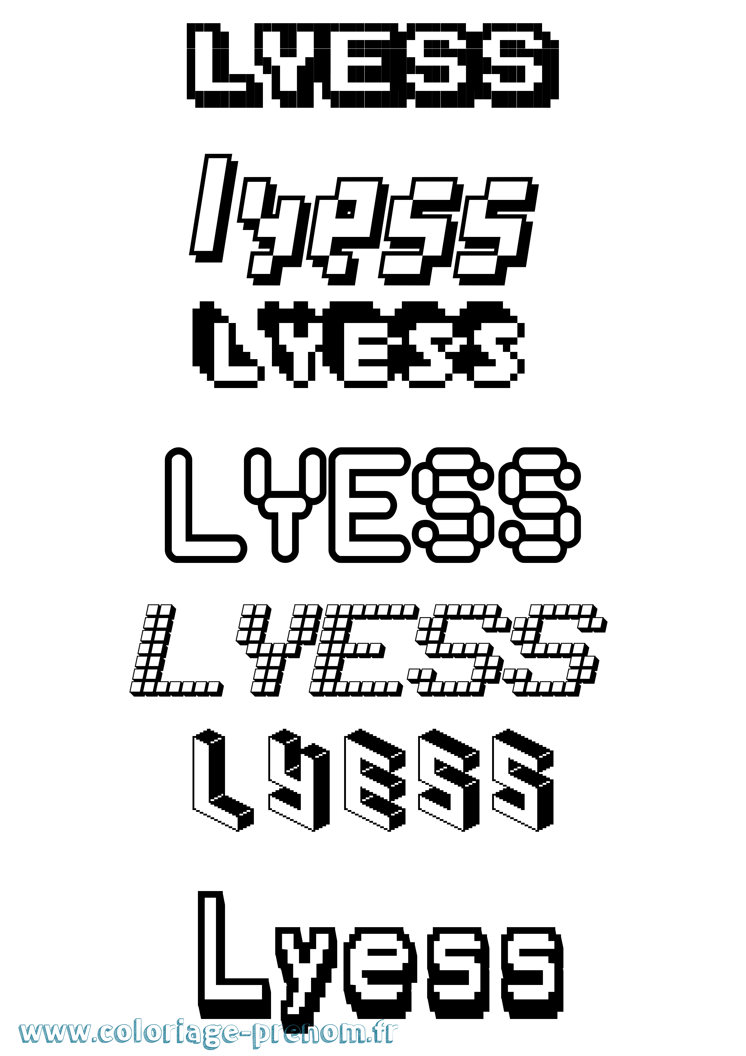 Coloriage Lyess Pixel Coloriage prénom Lyess Pixel