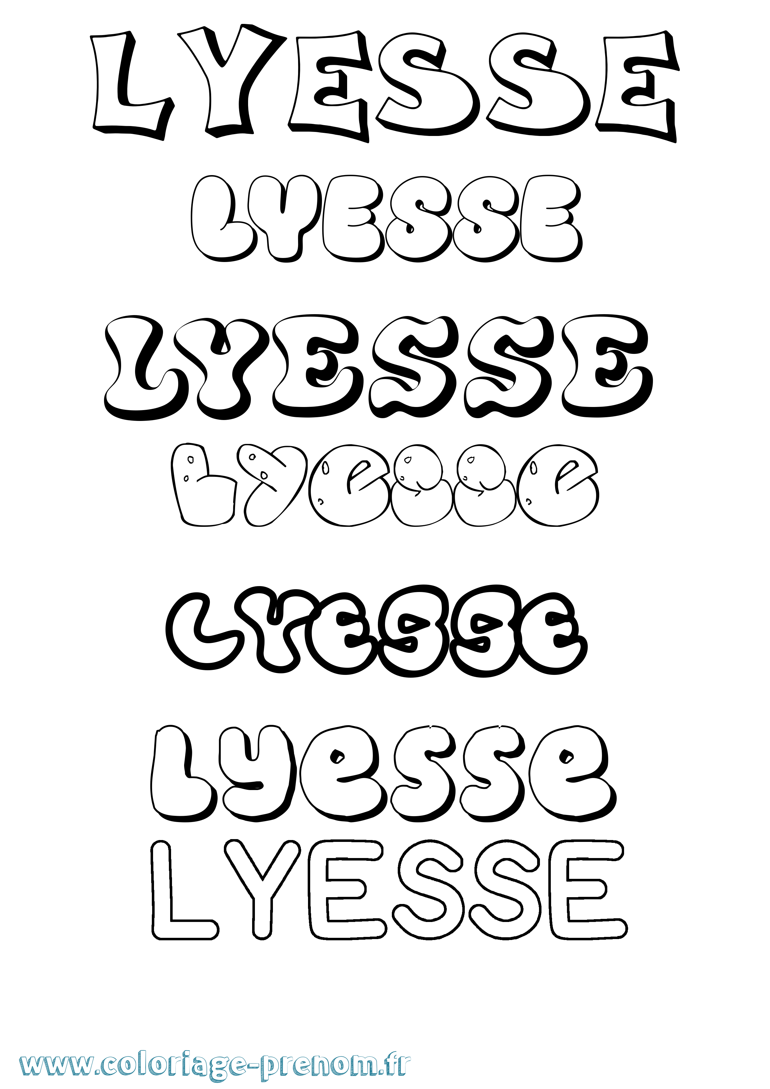 Coloriage Lyesse Bubble Coloriage prénom Lyesse Bubble
