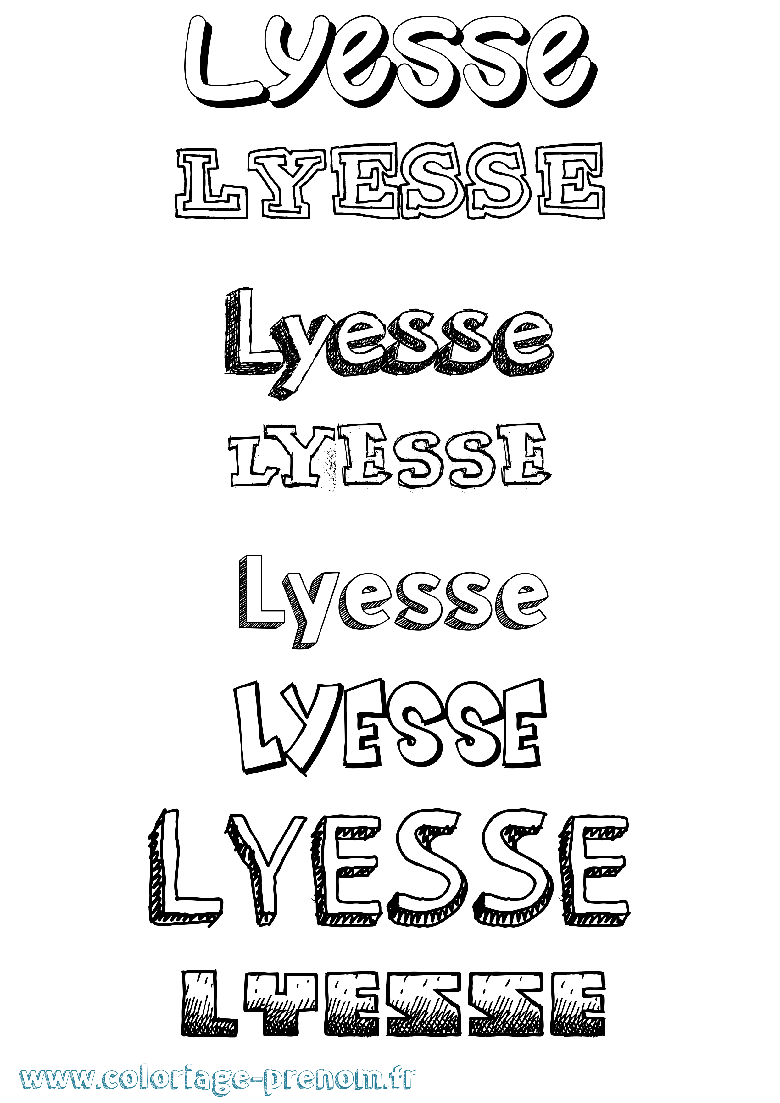 Coloriage Lyesse Dessiné Coloriage prénom Lyesse Dessiné