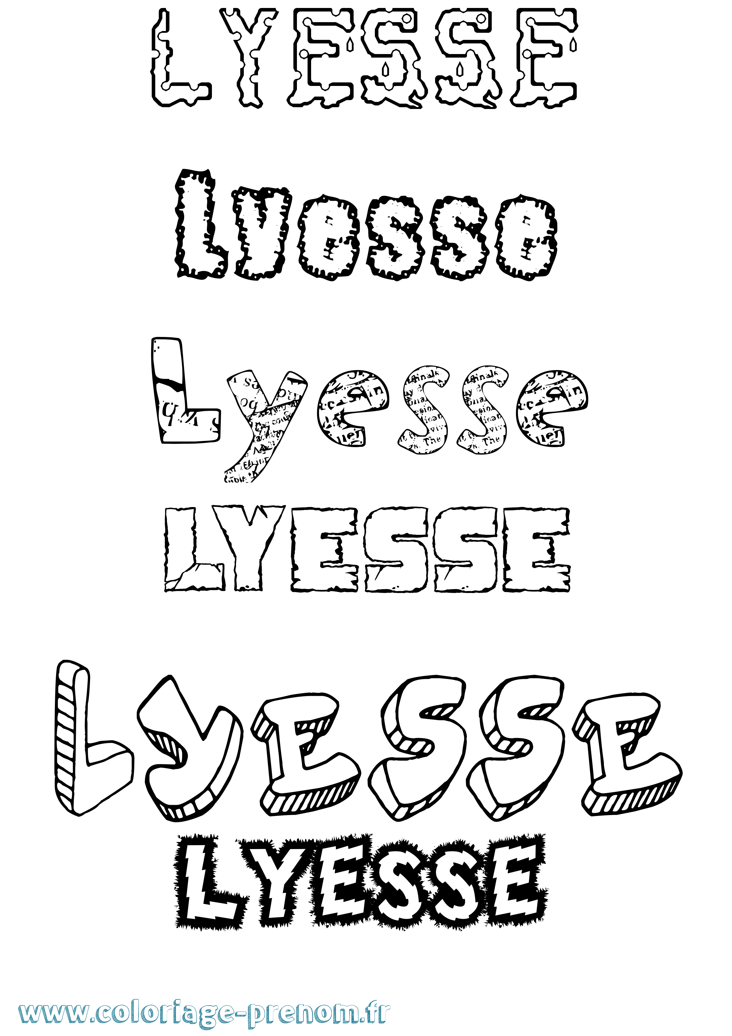 Coloriage Lyesse Destructuré Coloriage prénom Lyesse Destructuré