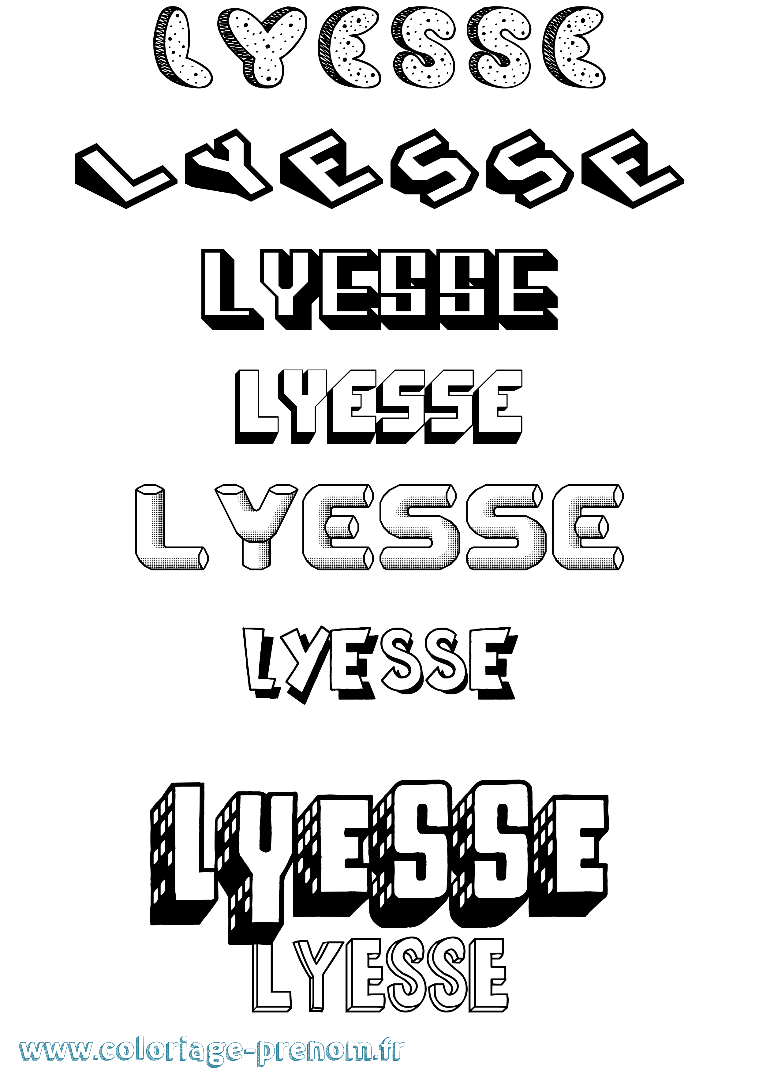 Coloriage Lyesse Effet 3D Coloriage prénom Lyesse Effet 3D