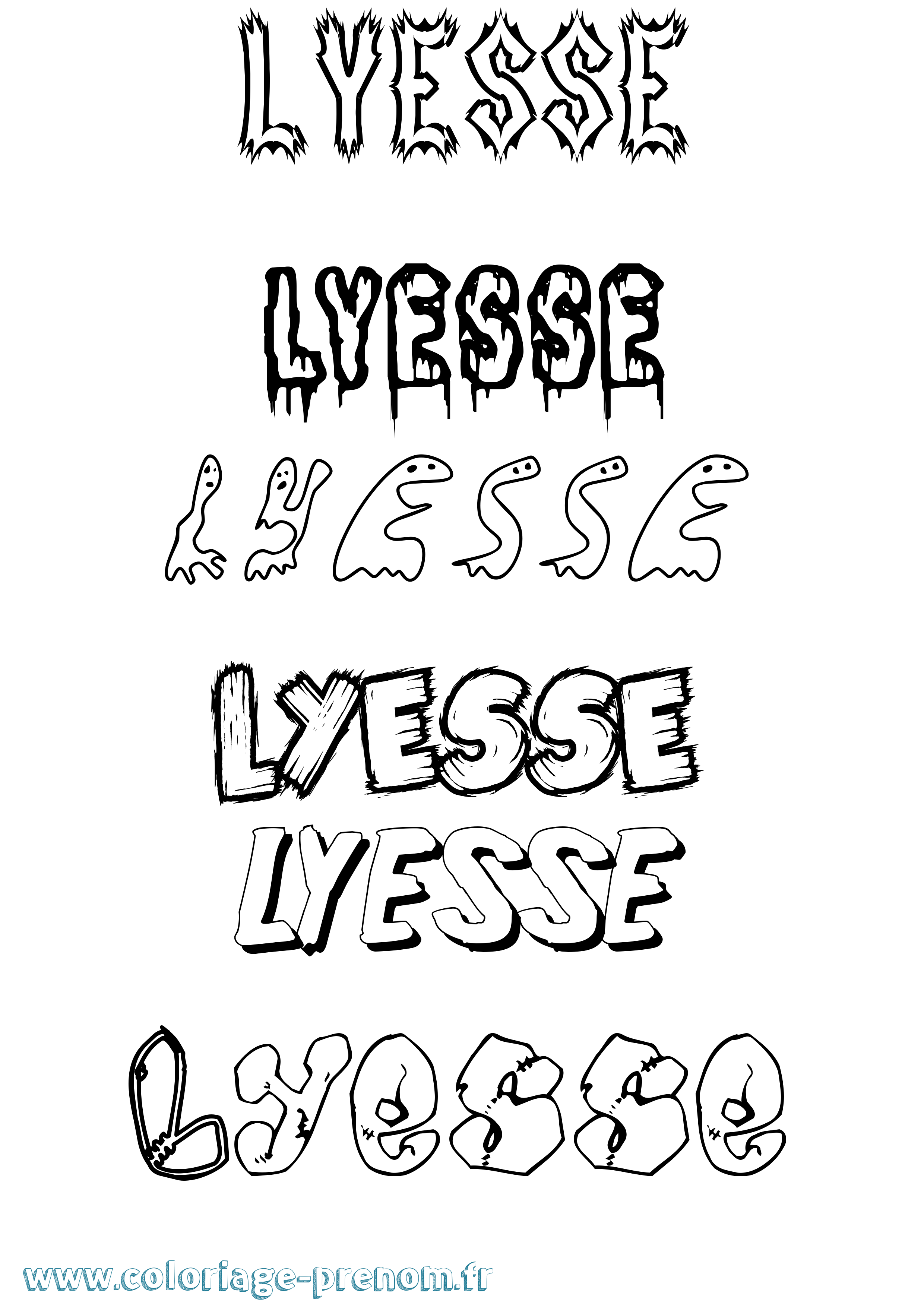 Coloriage Lyesse Frisson Coloriage prénom Lyesse Frisson
