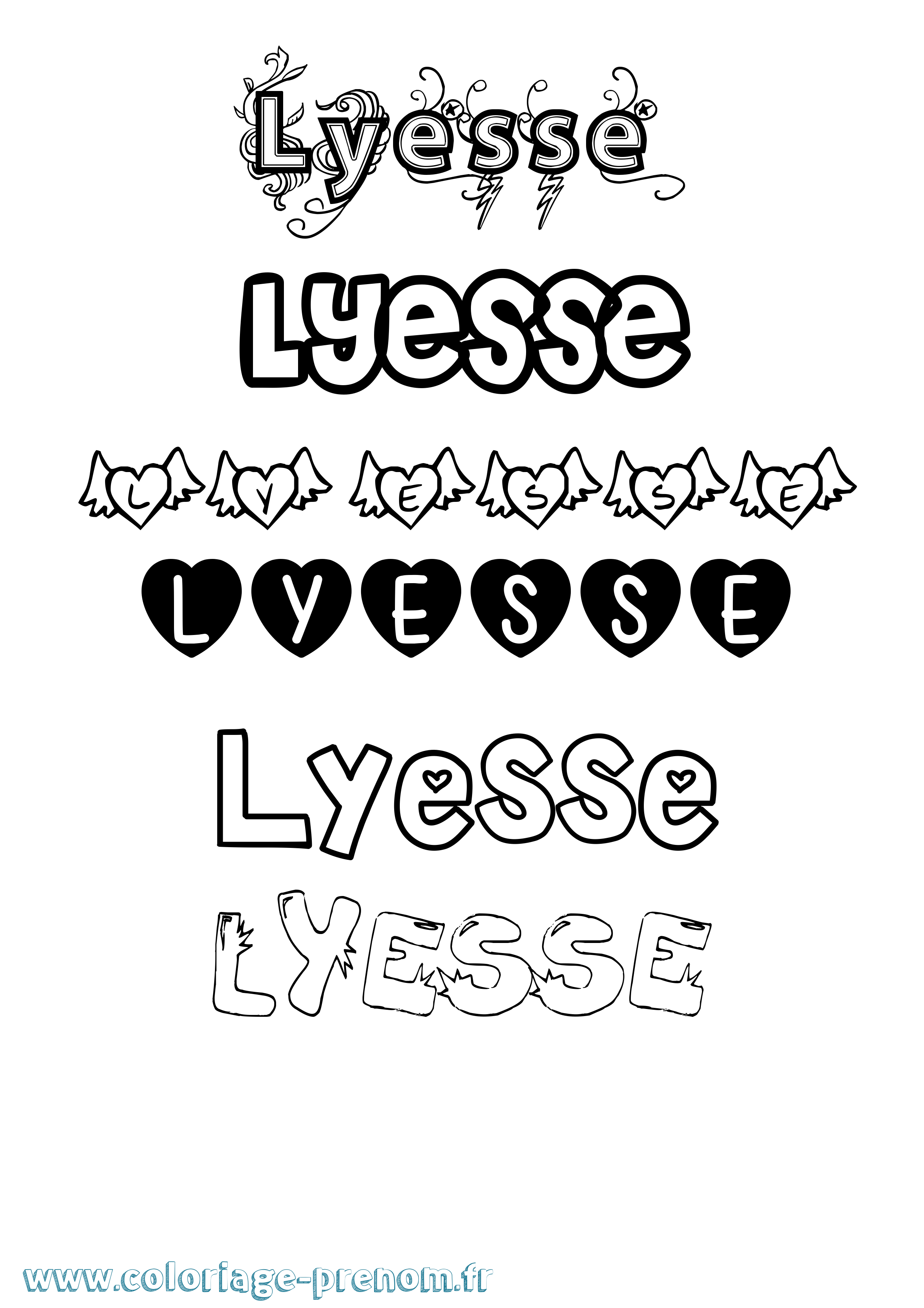 Coloriage Lyesse Girly Coloriage prénom Lyesse Girly