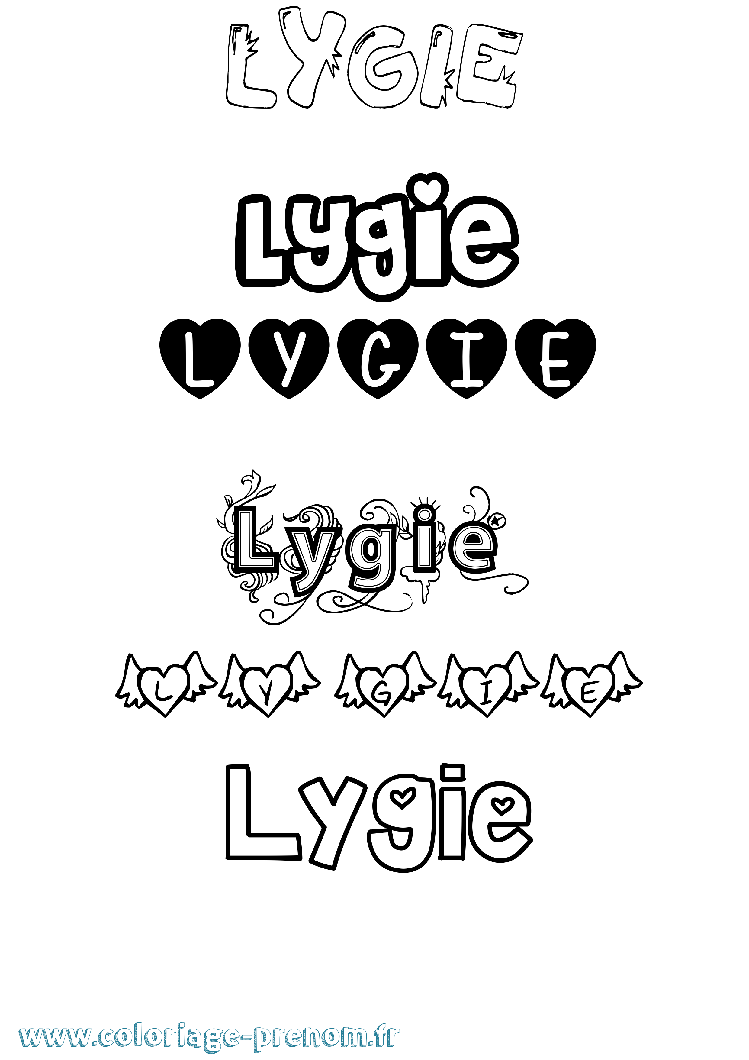 Coloriage Lygie Girly Coloriage prénom Lygie Girly