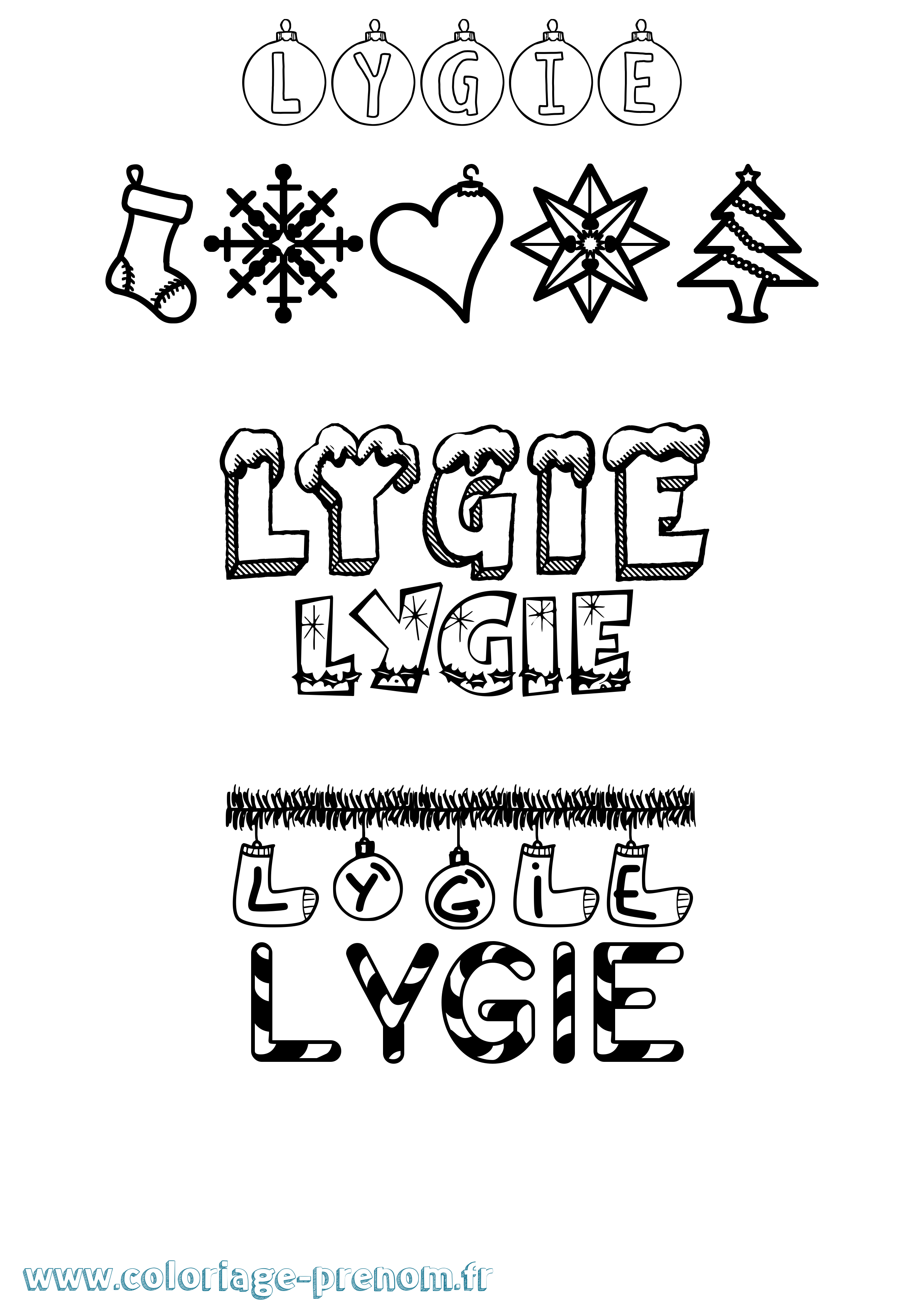 Coloriage Lygie Noël Coloriage prénom Lygie Noël