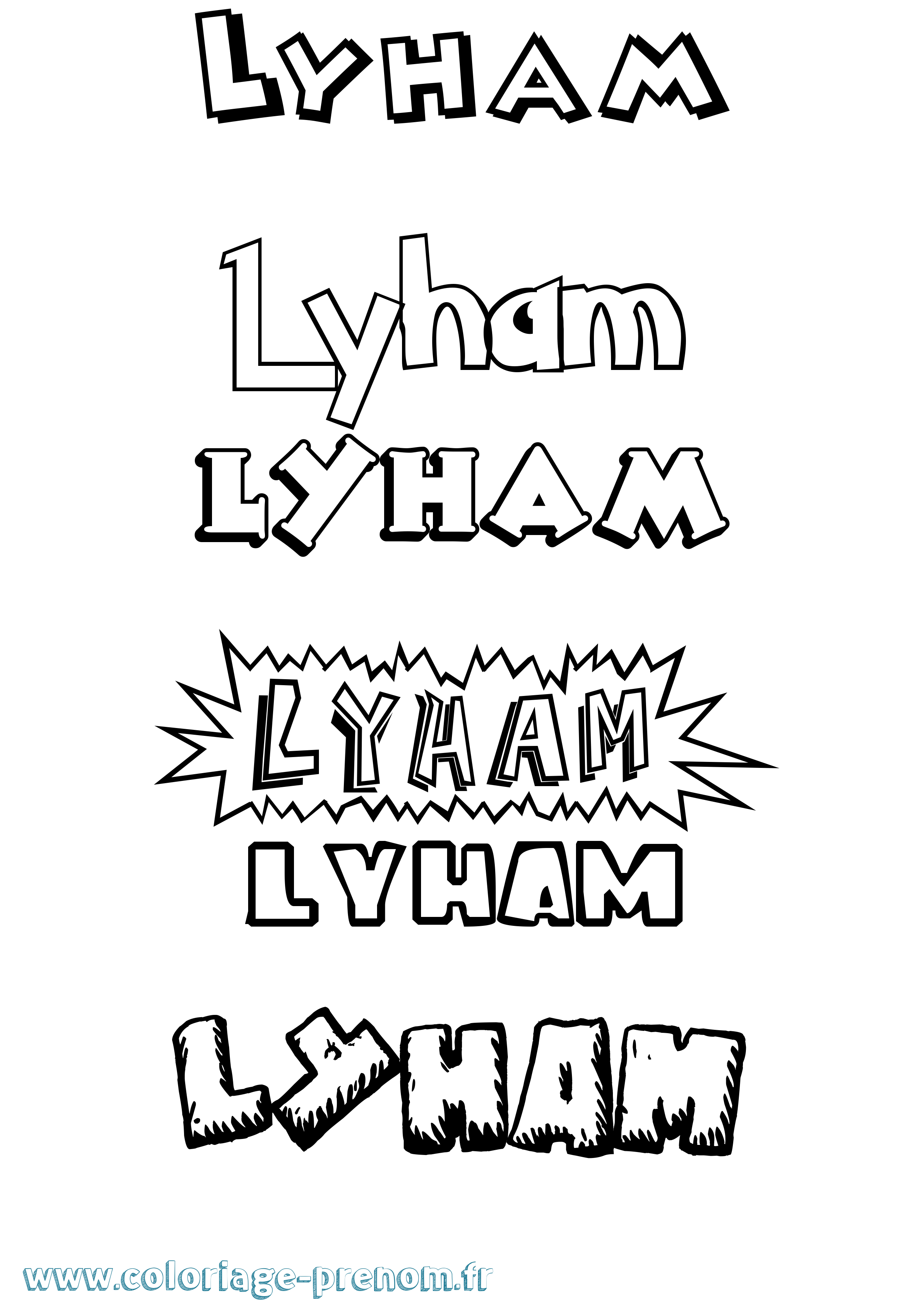 Coloriage Lyham Dessin Animé Coloriage prénom Lyham Dessin Animé