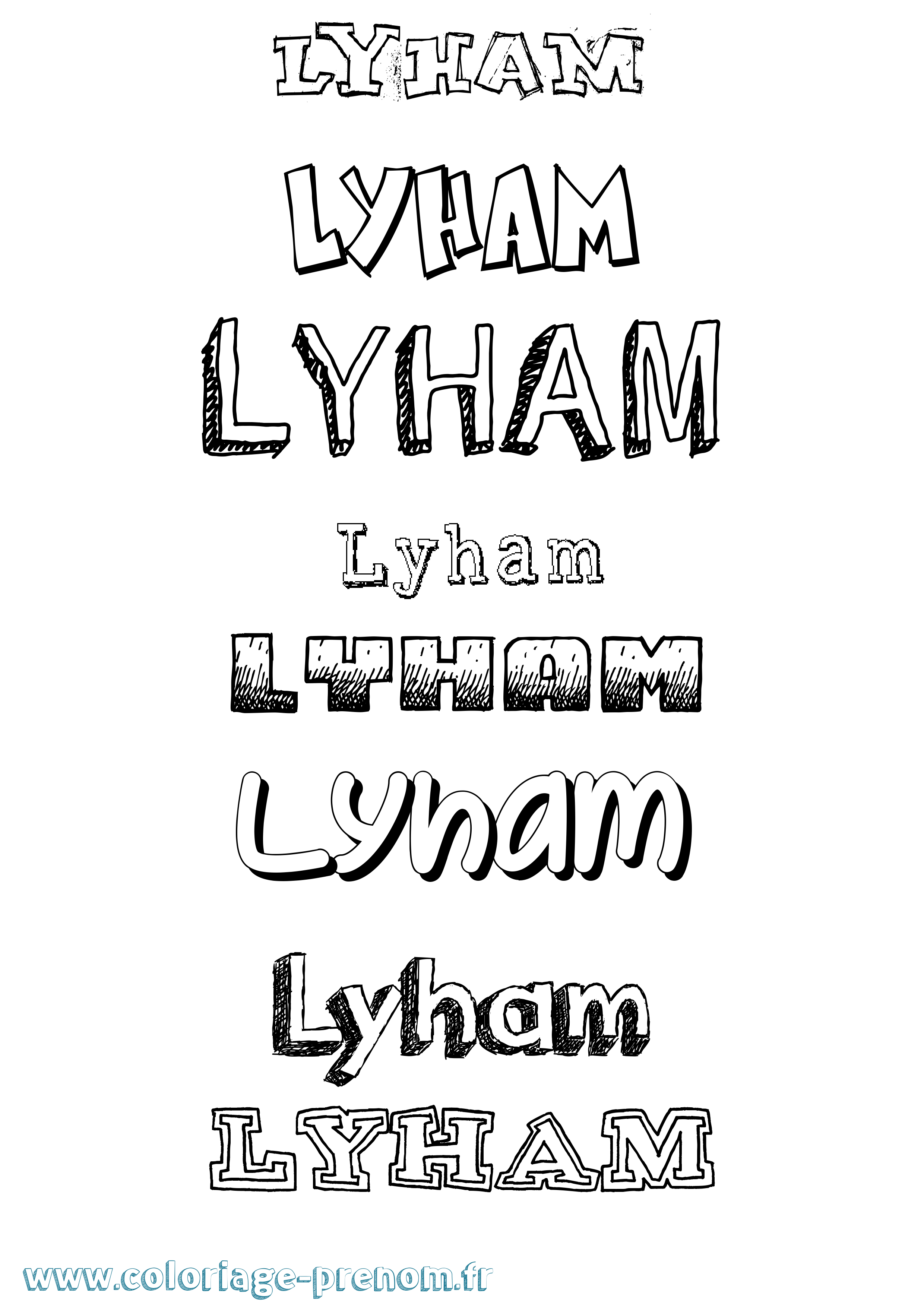 Coloriage Lyham Dessiné Coloriage prénom Lyham Dessiné