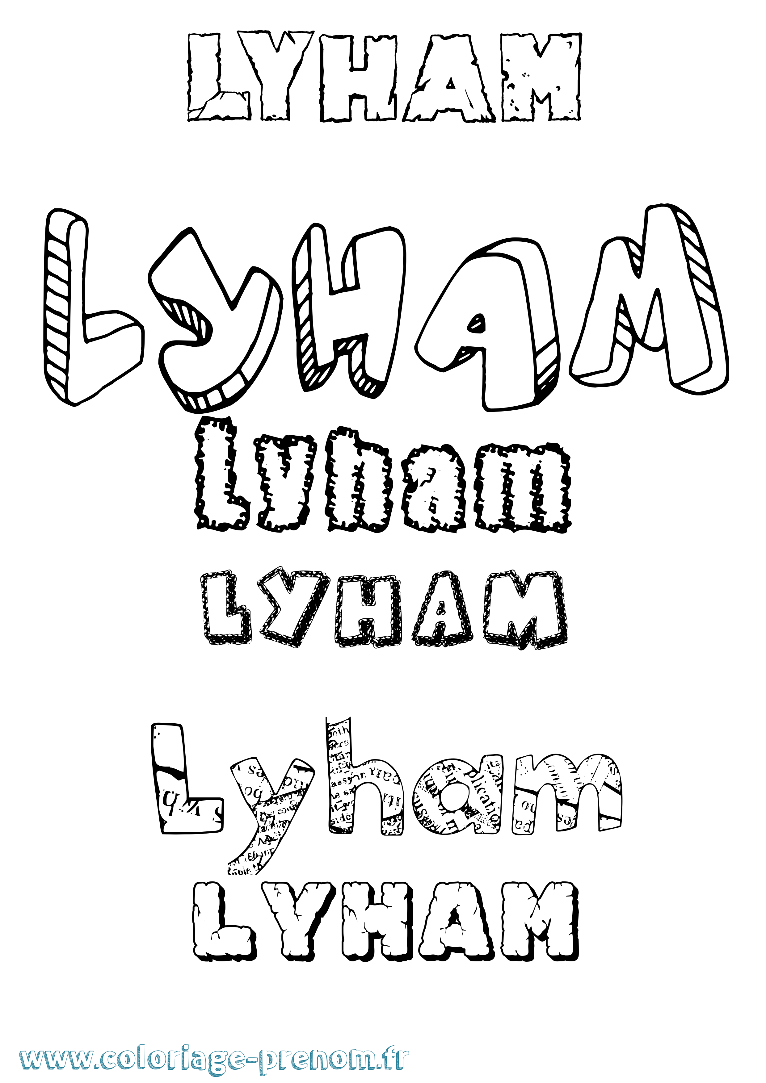 Coloriage Lyham Destructuré Coloriage prénom Lyham Destructuré