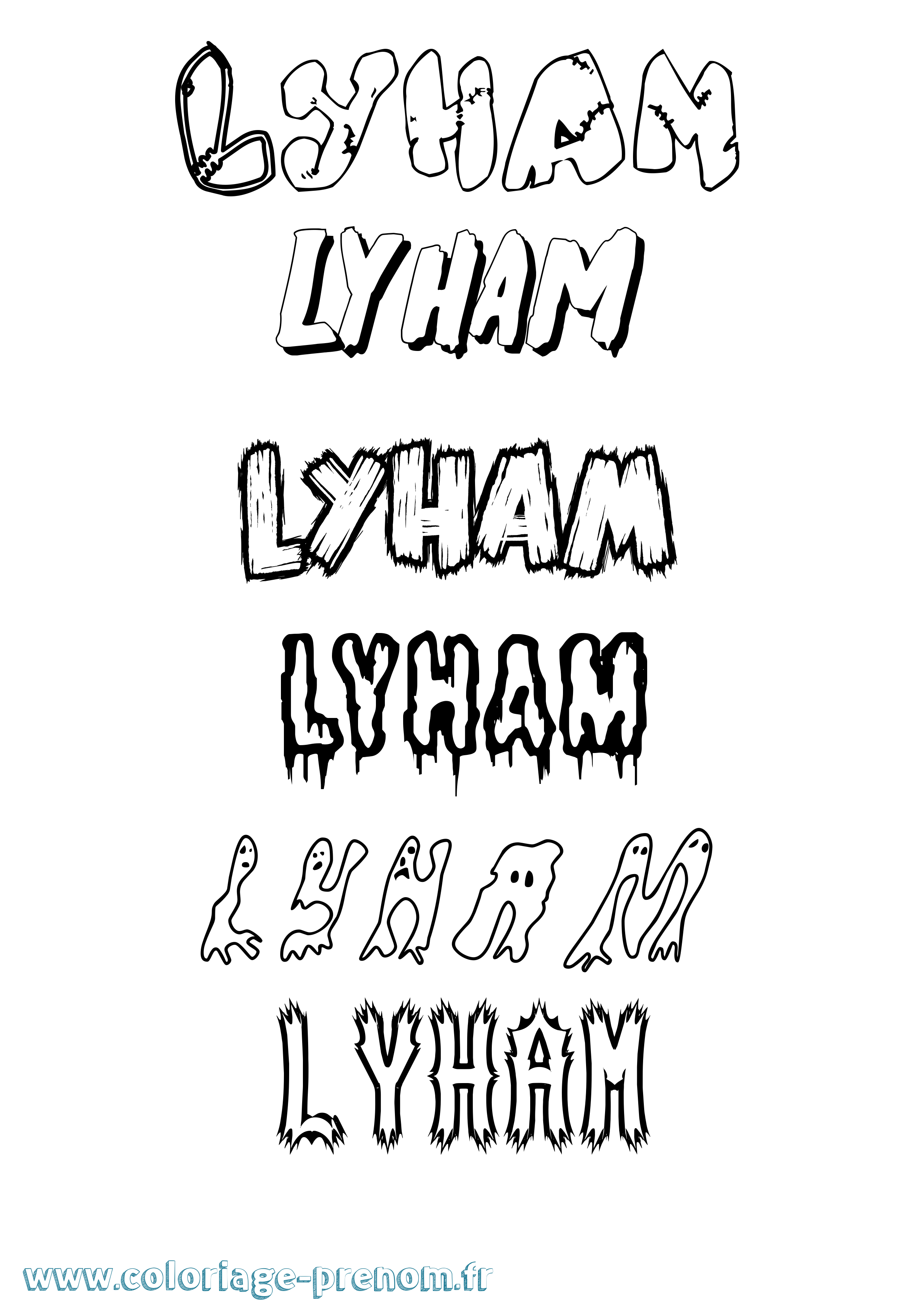 Coloriage Lyham Frisson Coloriage prénom Lyham Frisson