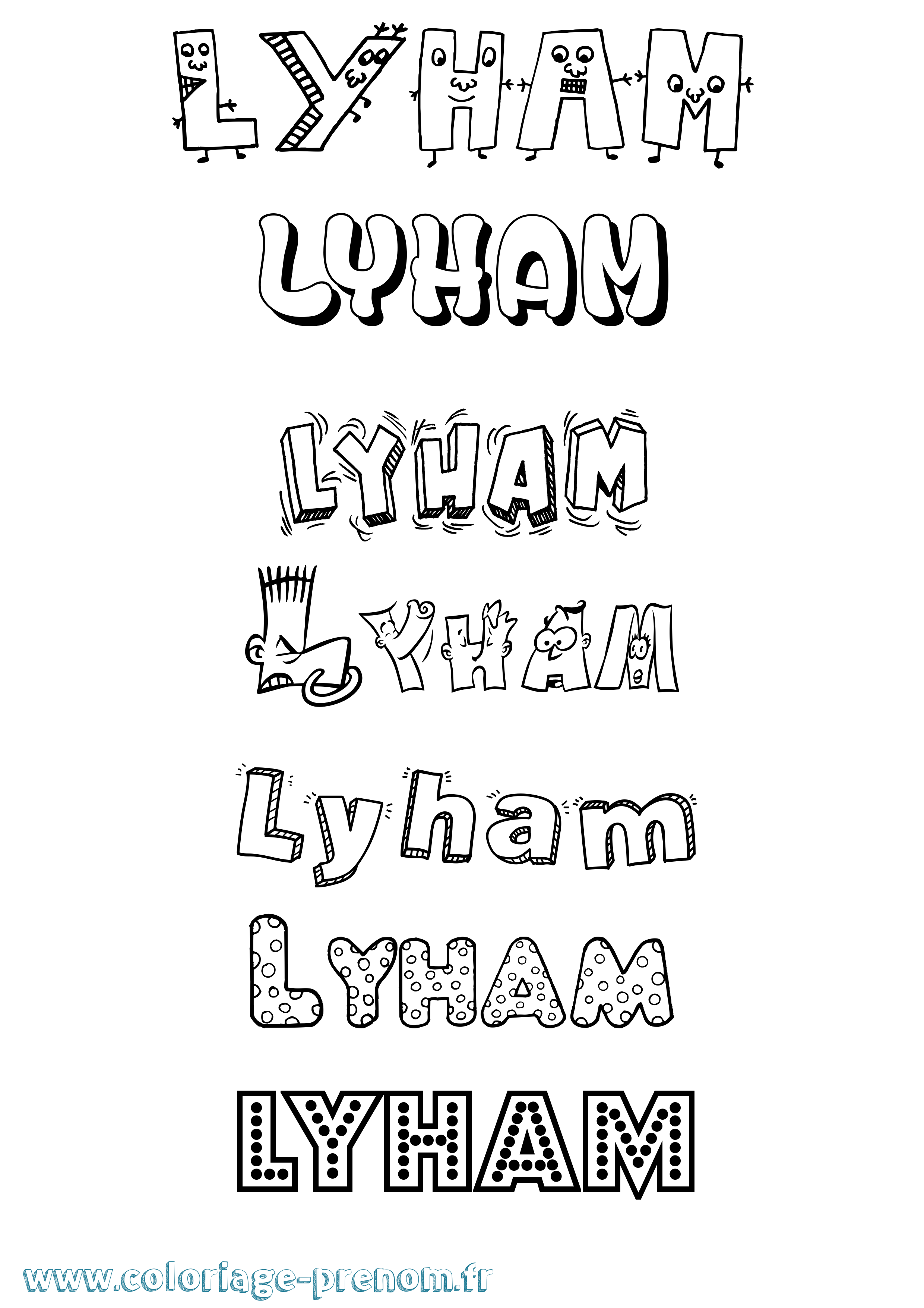 Coloriage Lyham Fun Coloriage prénom Lyham Fun
