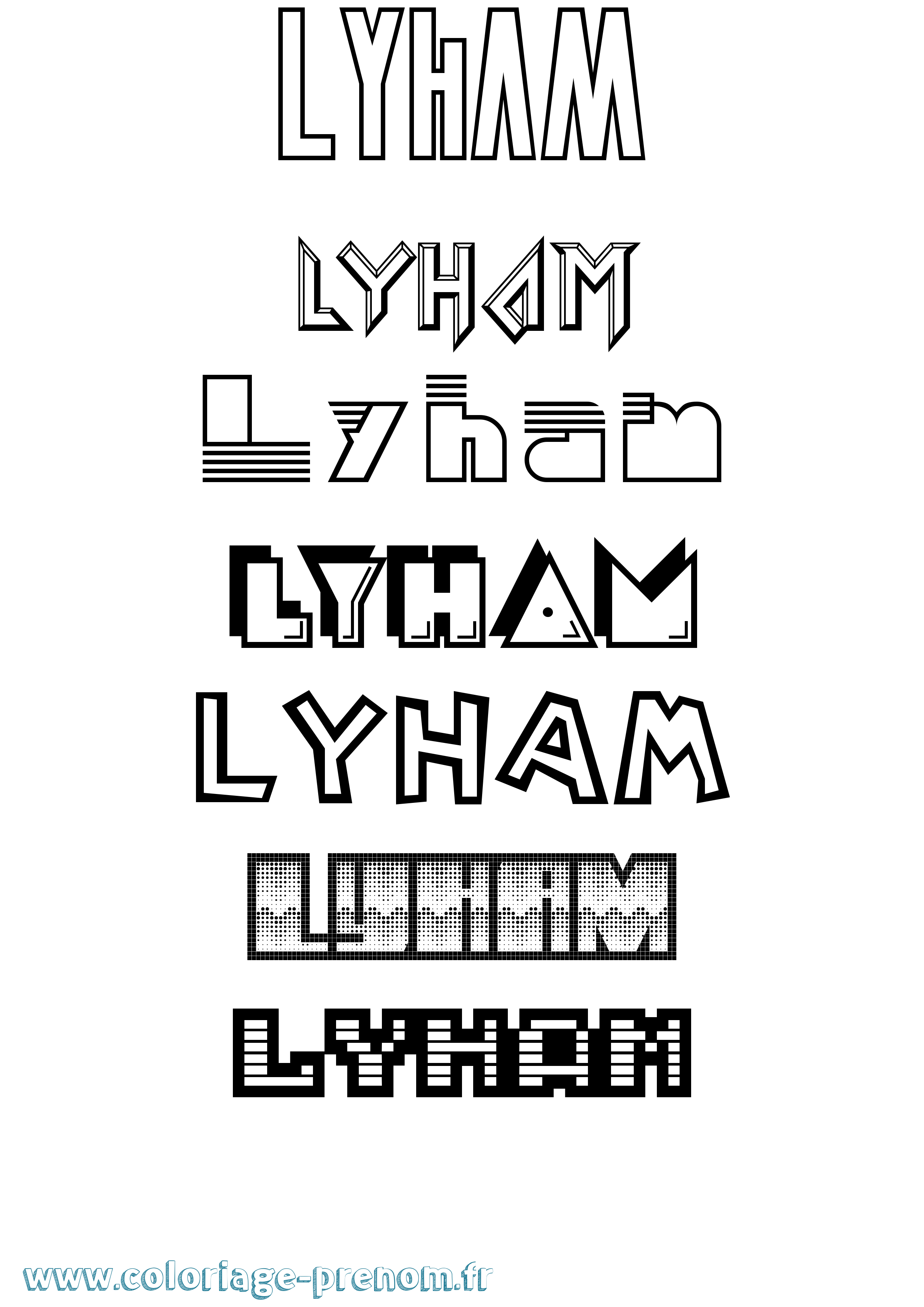 Coloriage Lyham Jeux Vidéos Coloriage prénom Lyham Jeux Vidéos