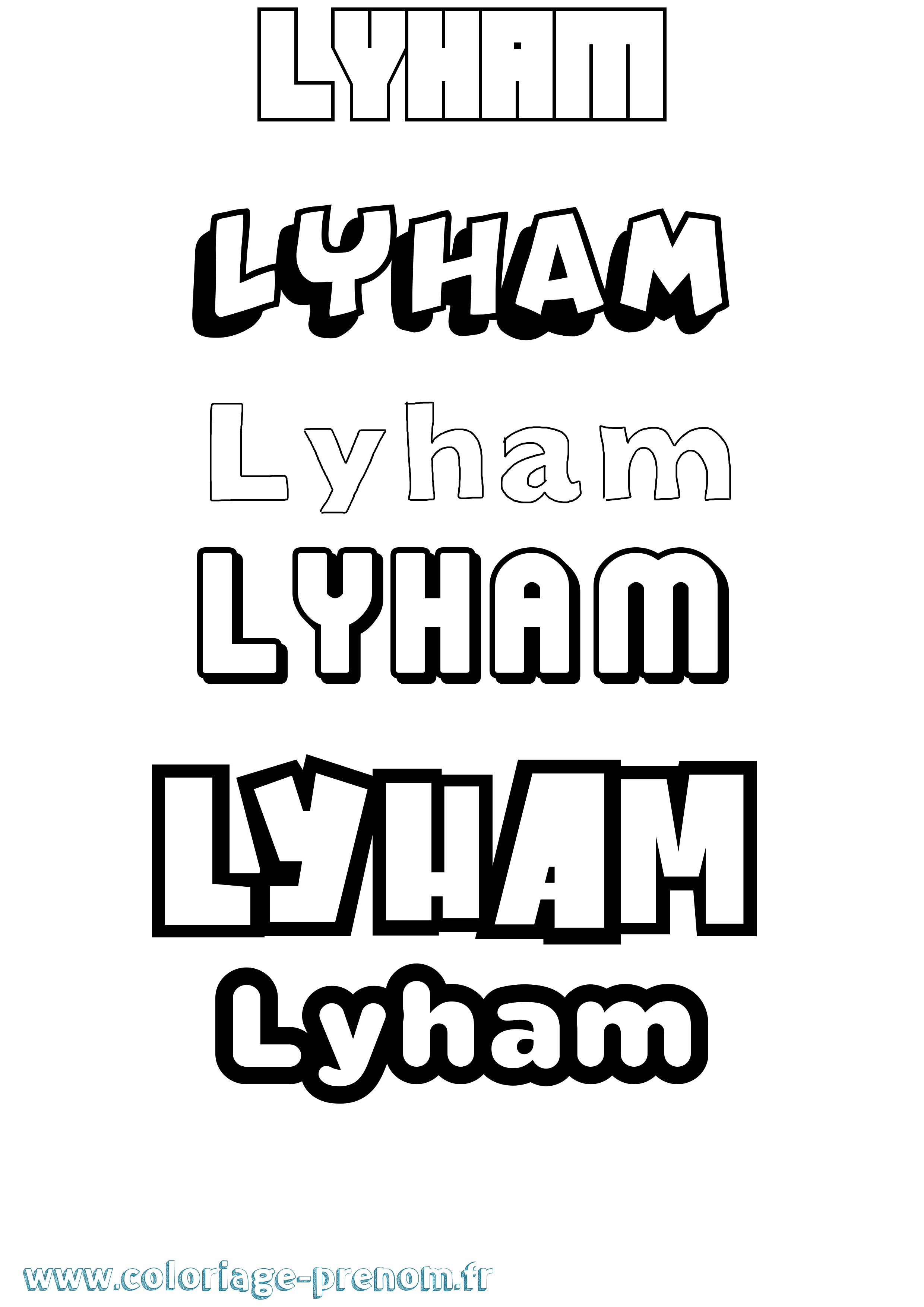 Coloriage Lyham Simple Coloriage prénom Lyham Simple