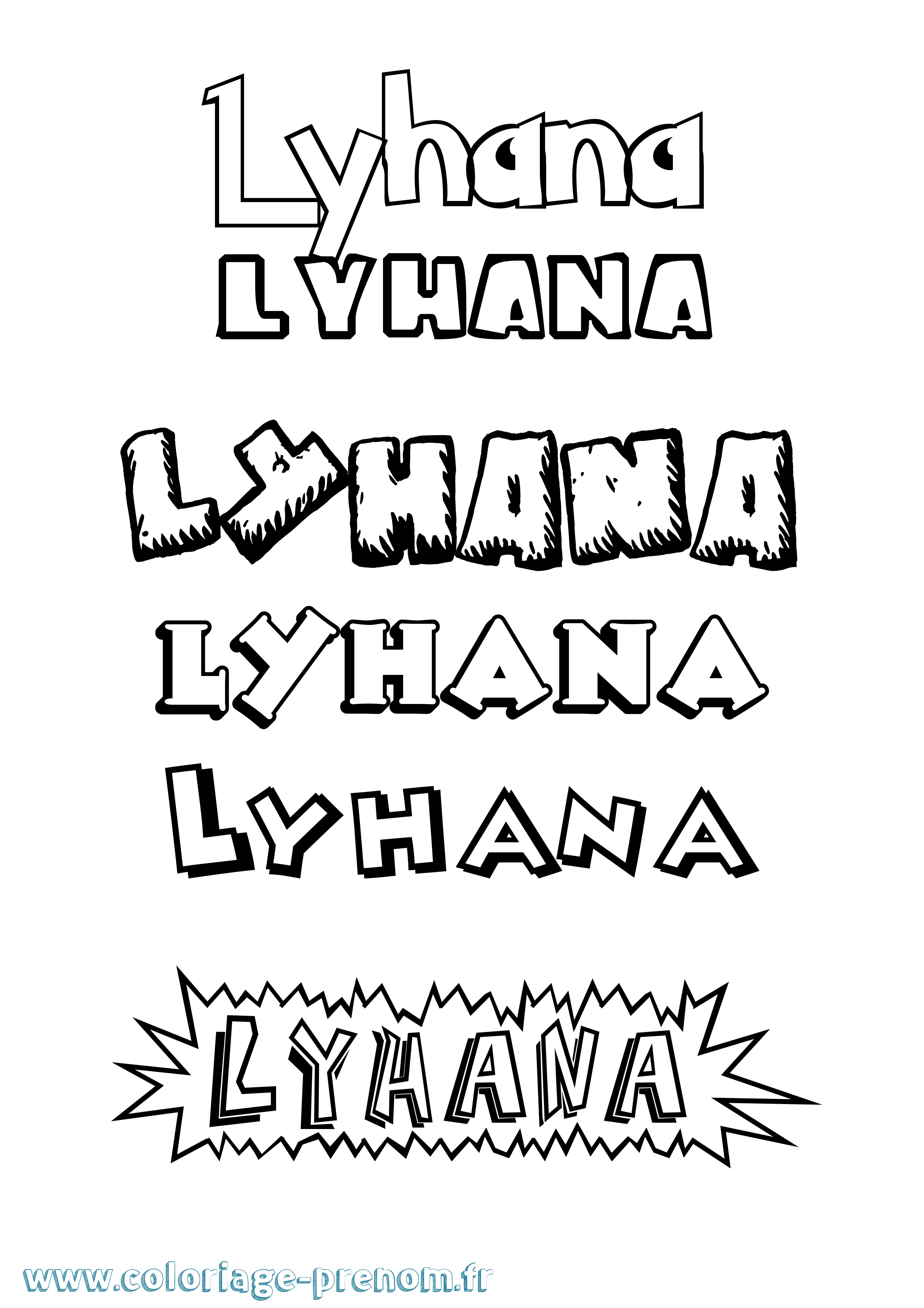 Coloriage Lyhana Dessin Animé Coloriage prénom Lyhana Dessin Animé
