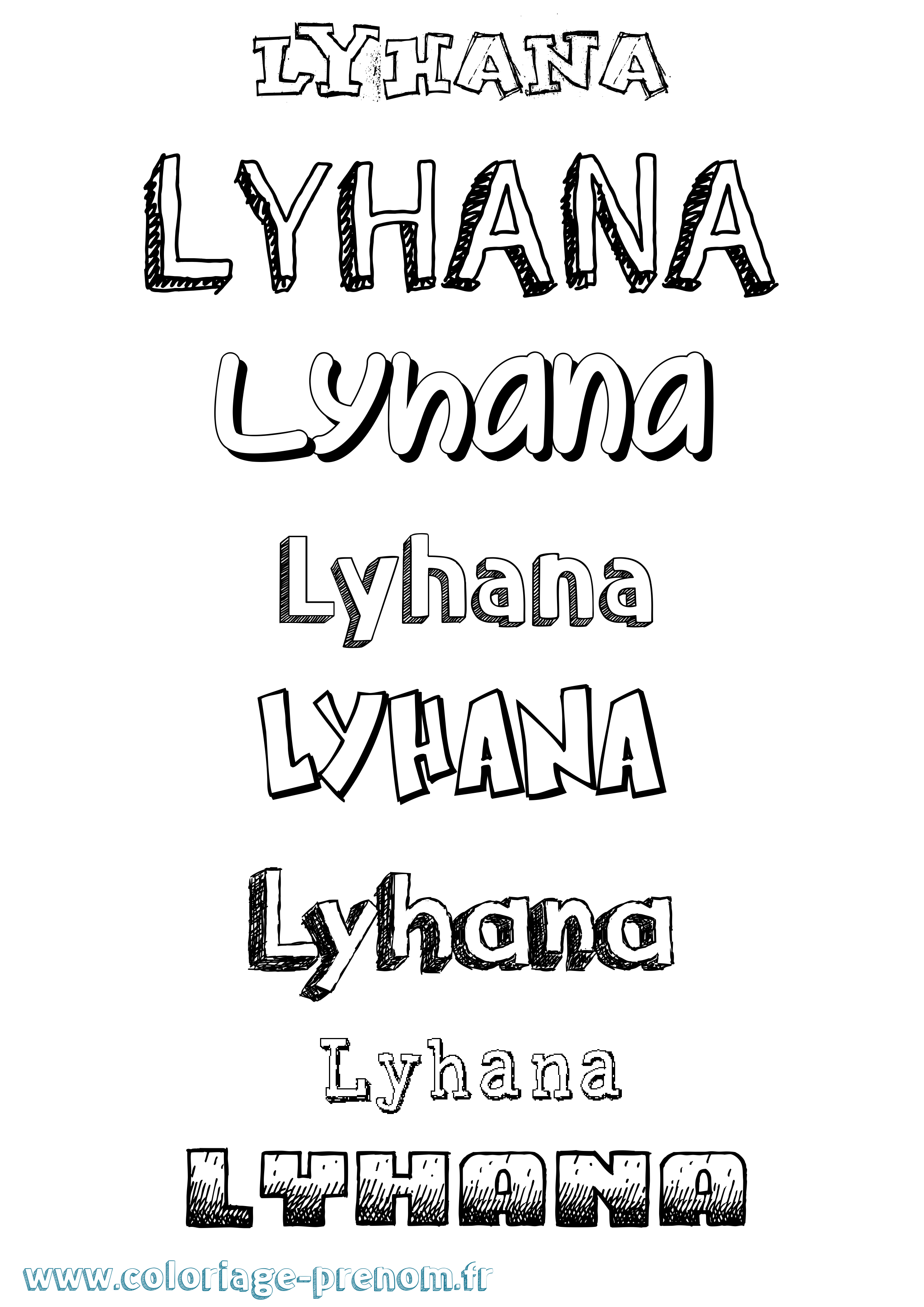 Coloriage Lyhana Dessiné Coloriage prénom Lyhana Dessiné