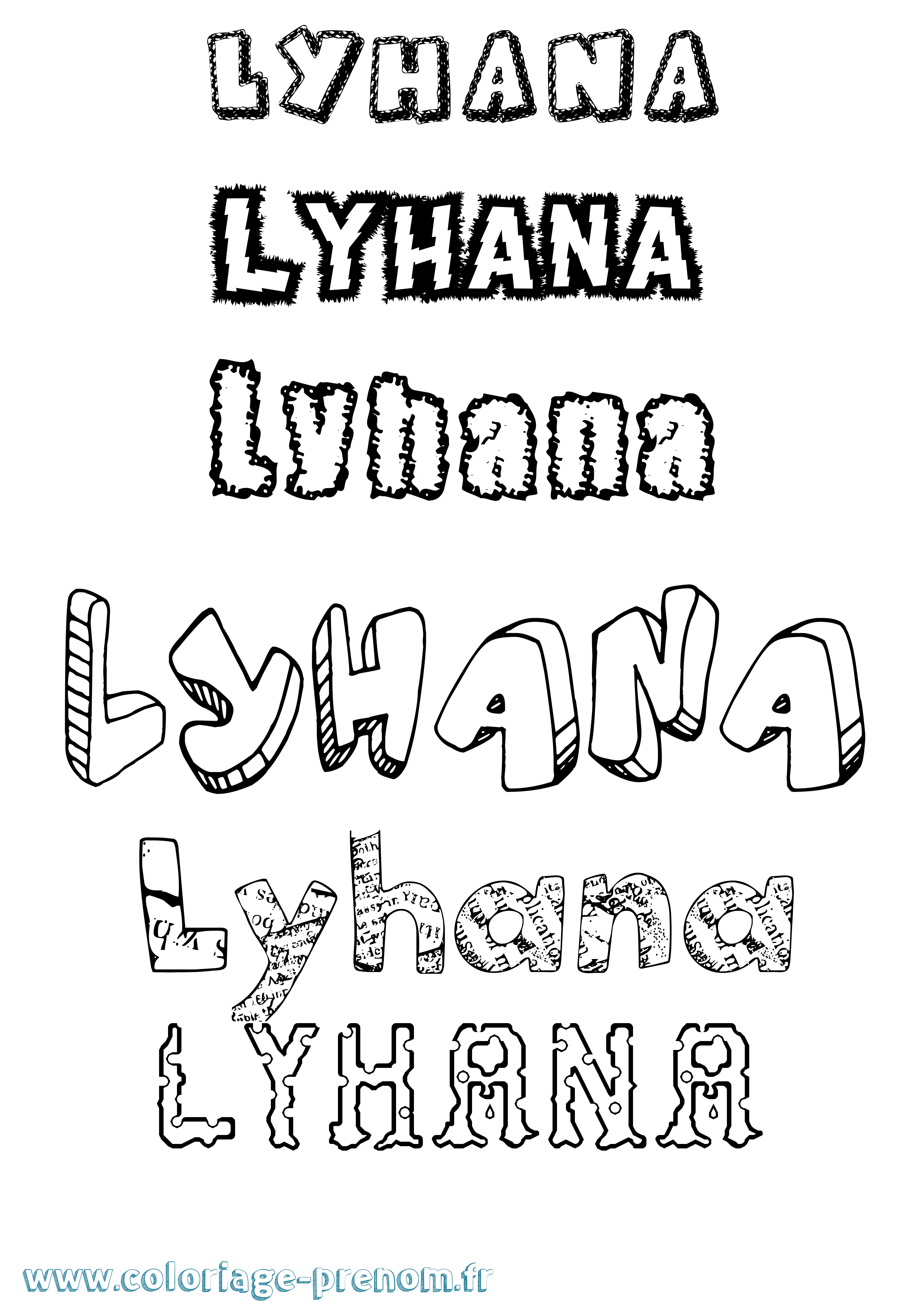 Coloriage Lyhana Destructuré Coloriage prénom Lyhana Destructuré