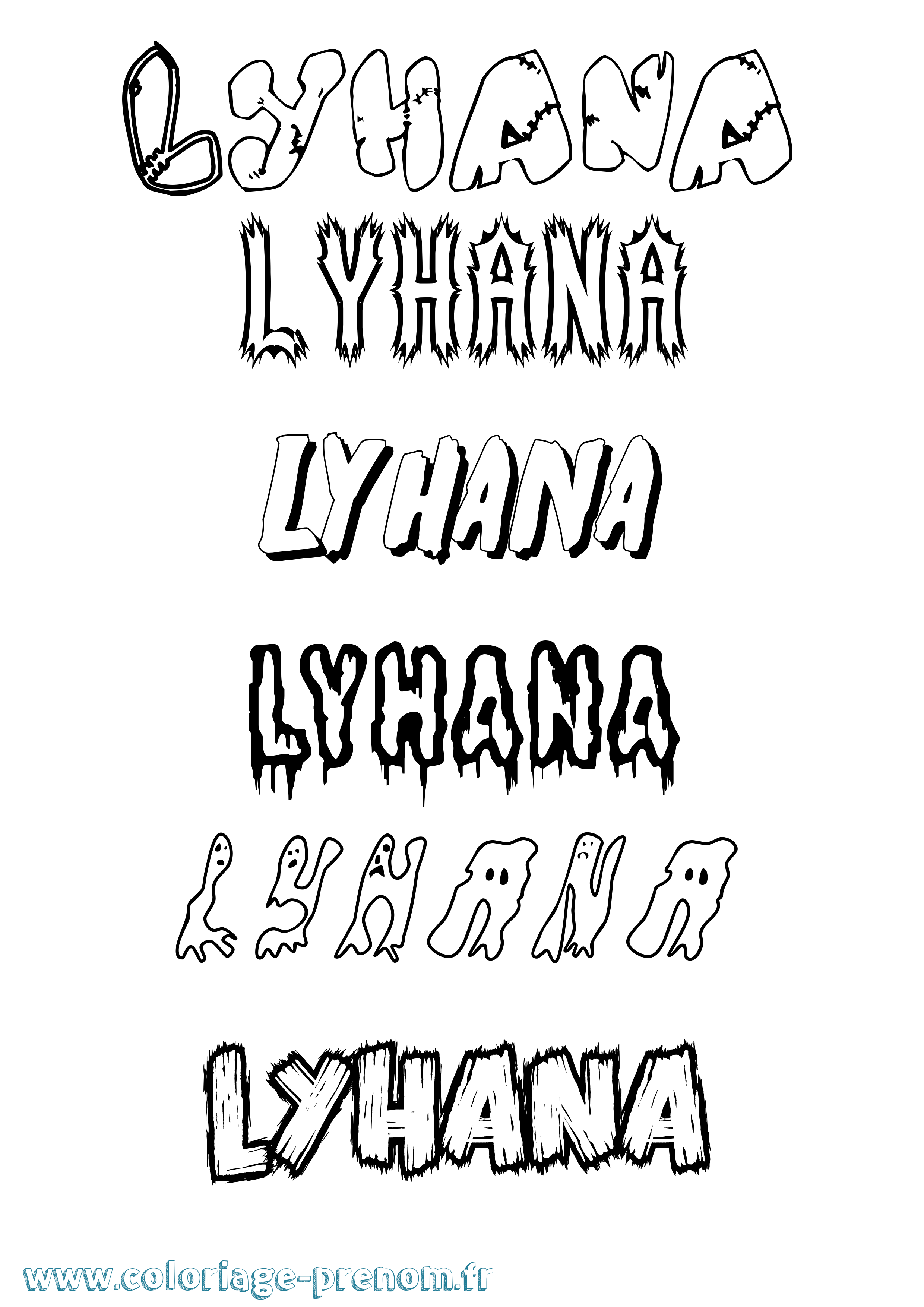 Coloriage Lyhana Frisson Coloriage prénom Lyhana Frisson