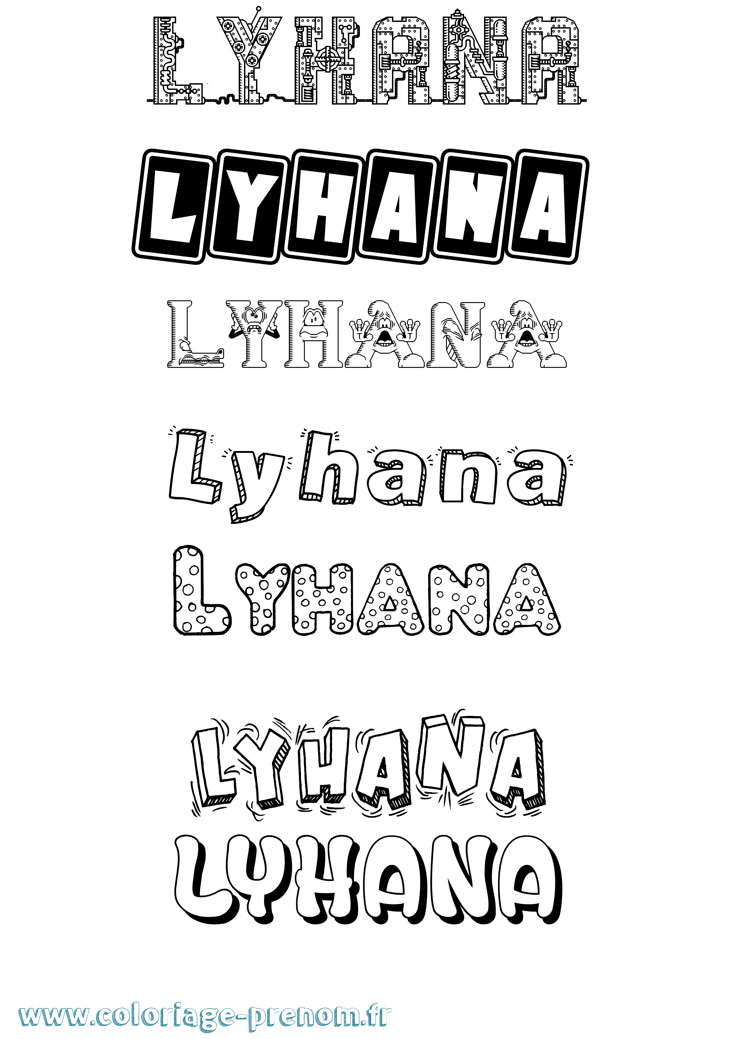 Coloriage Lyhana Fun Coloriage prénom Lyhana Fun