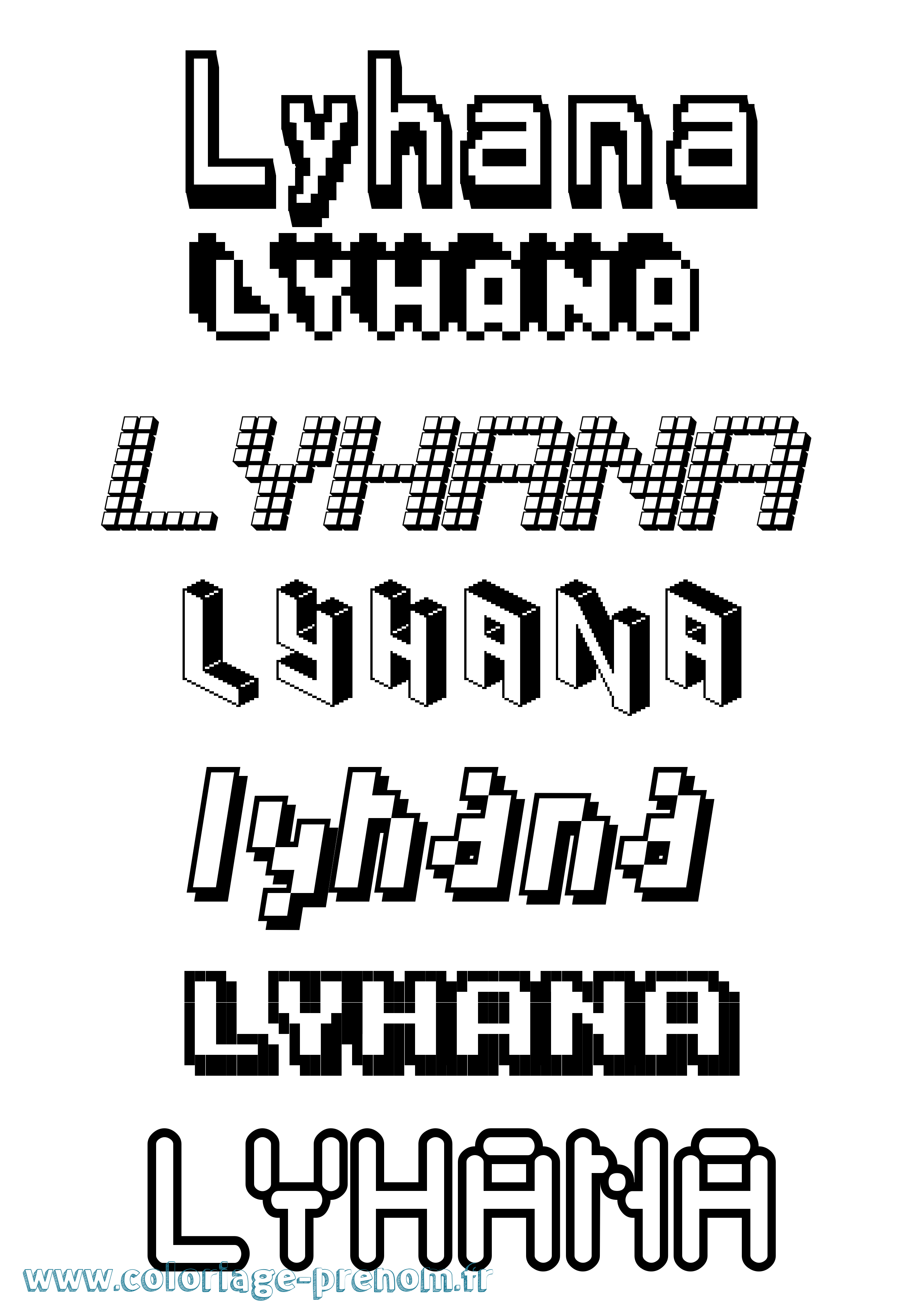 Coloriage Lyhana Pixel Coloriage prénom Lyhana Pixel