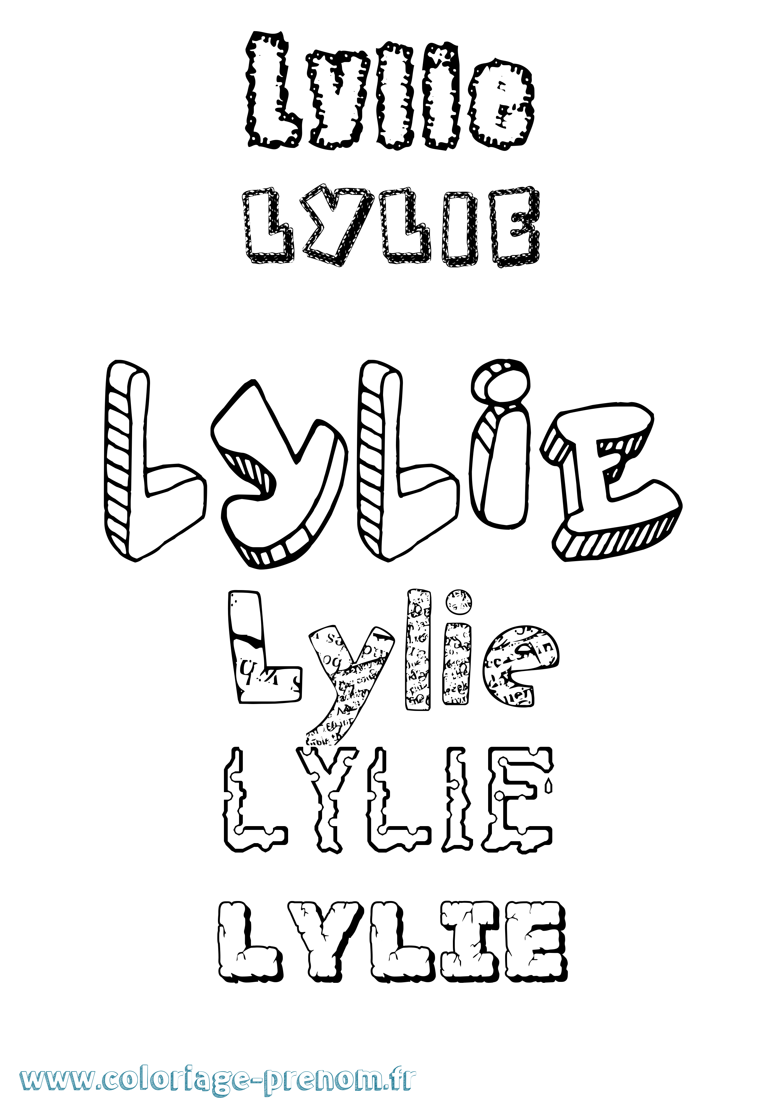 Coloriage Lylie Destructuré Coloriage prénom Lylie Destructuré