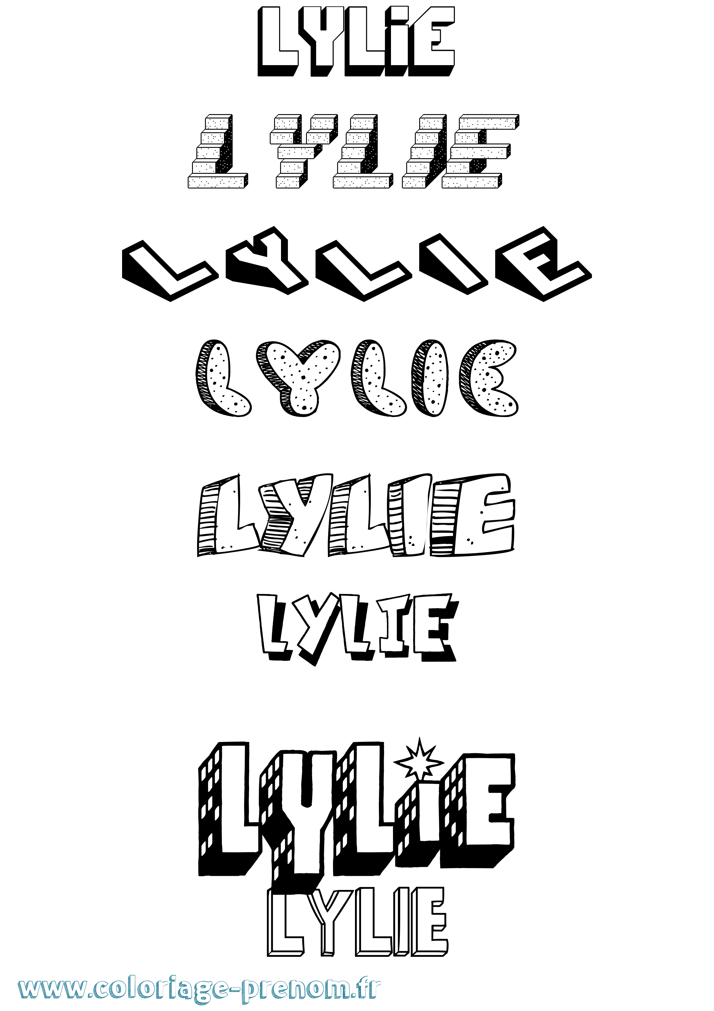 Coloriage Lylie Effet 3D Coloriage prénom Lylie Effet 3D