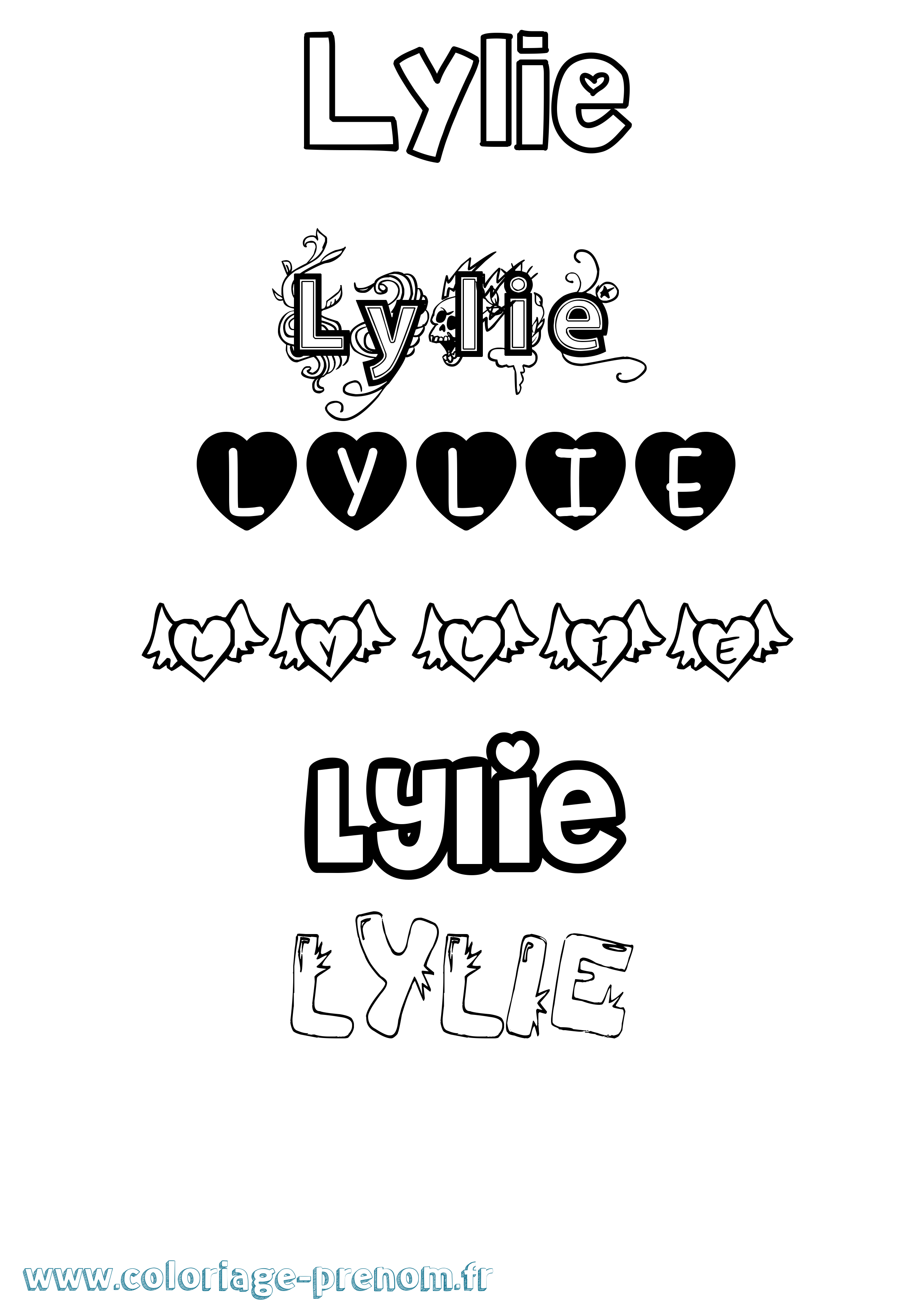 Coloriage Lylie Girly Coloriage prénom Lylie Girly