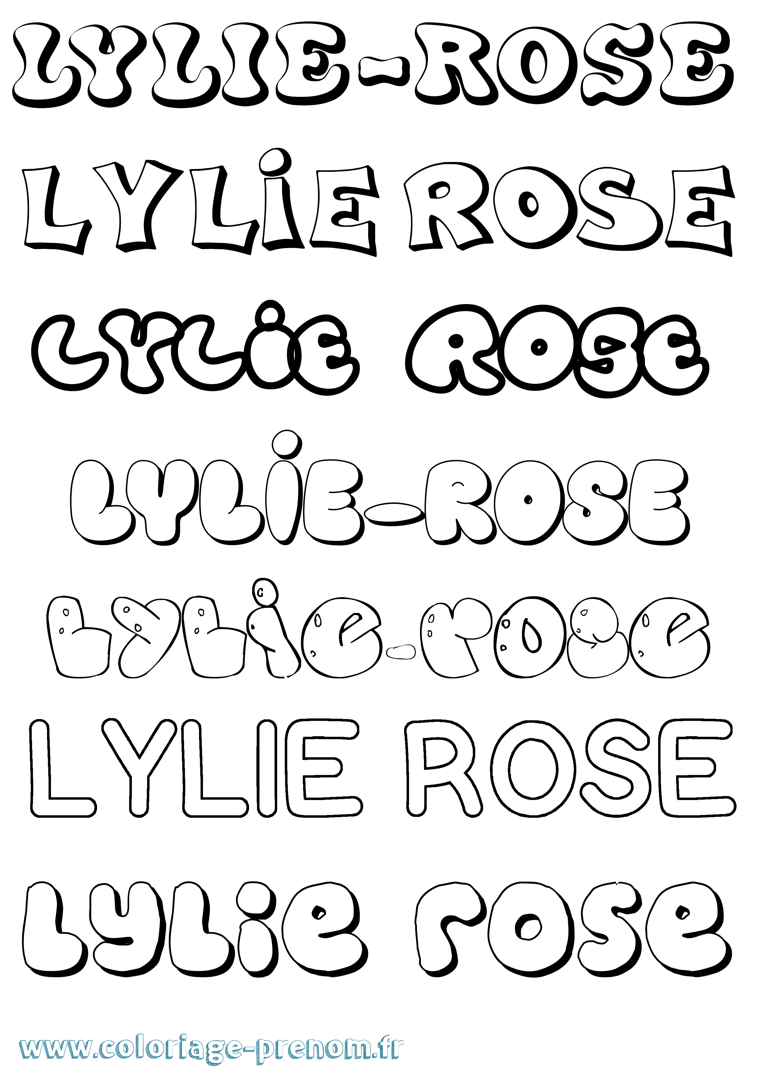 Coloriage Lylie-Rose Bubble Coloriage prénom Lylie-Rose Bubble