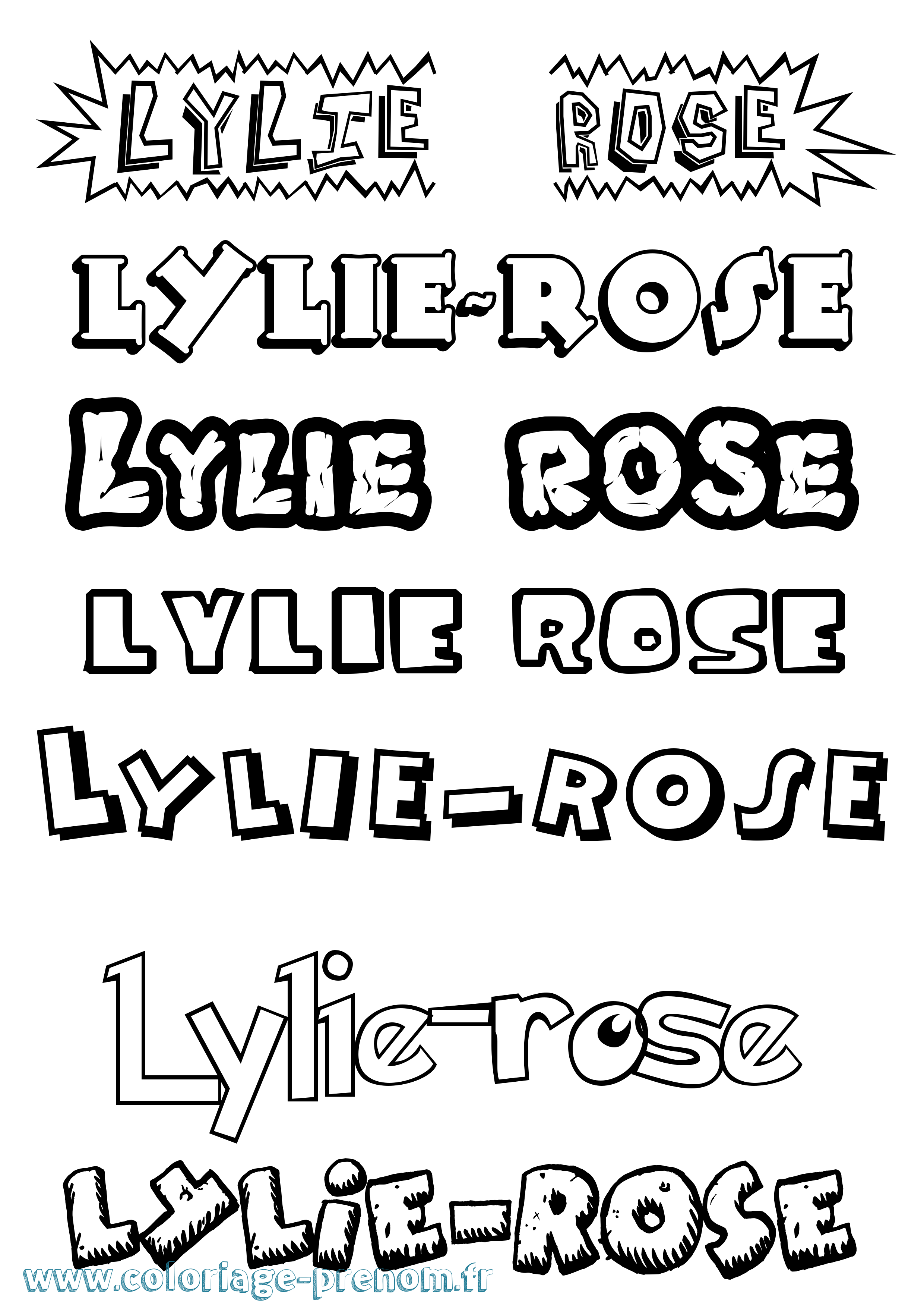 Coloriage Lylie-Rose Dessin Animé Coloriage prénom Lylie-Rose Dessin Animé