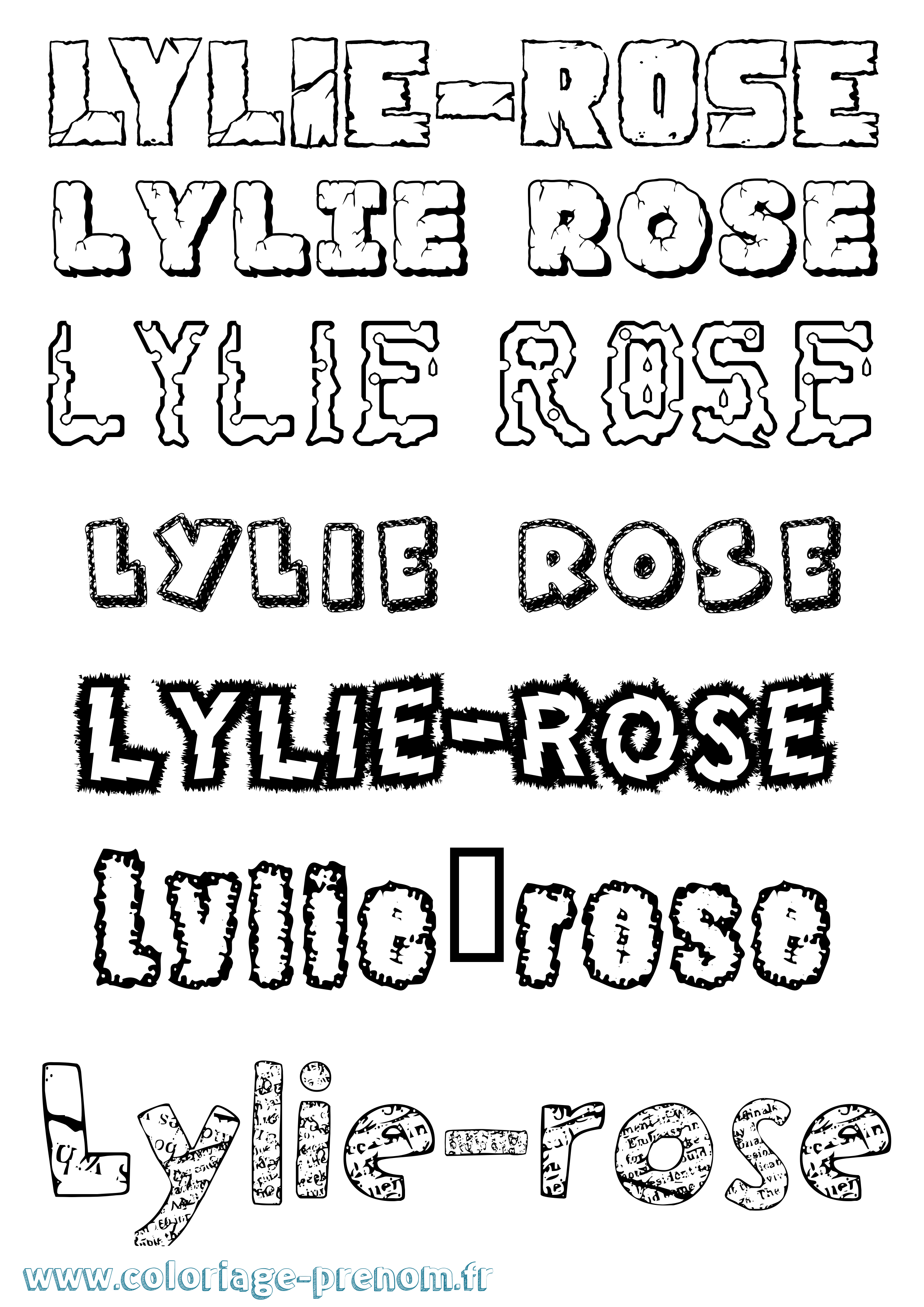 Coloriage Lylie-Rose Destructuré Coloriage prénom Lylie-Rose Destructuré