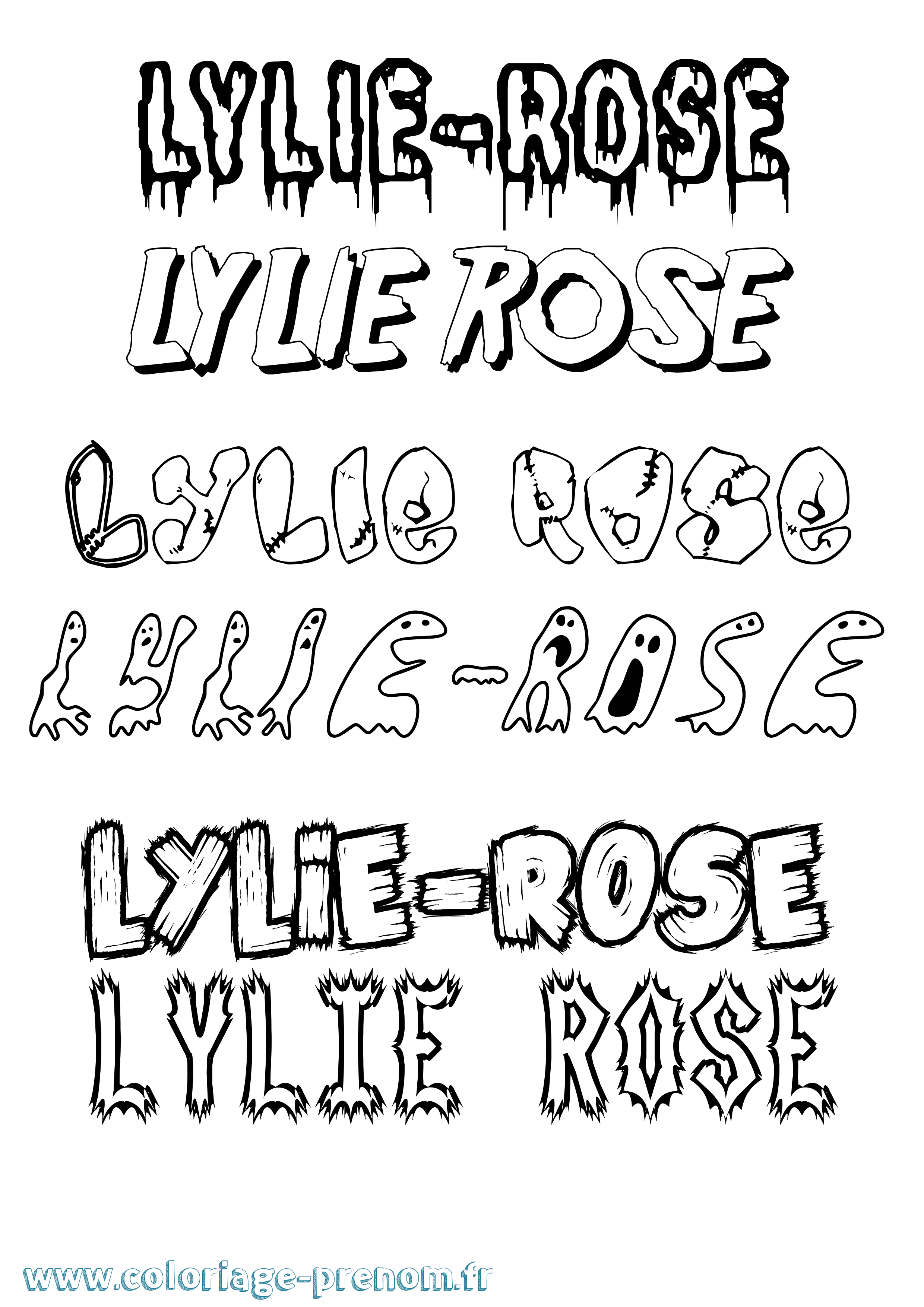 Coloriage Lylie-Rose Frisson Coloriage prénom Lylie-Rose Frisson