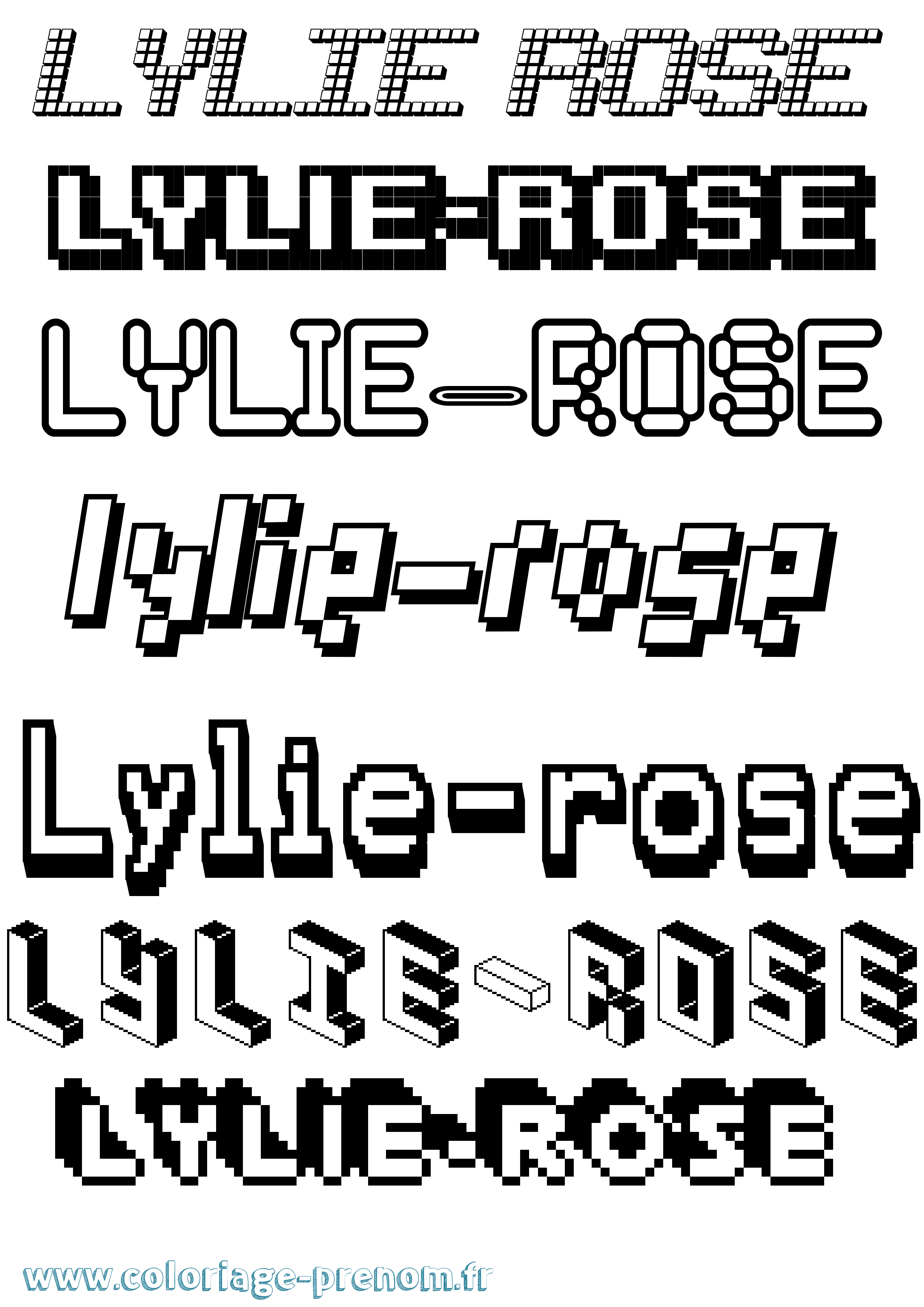 Coloriage Lylie-Rose Pixel Coloriage prénom Lylie-Rose Pixel