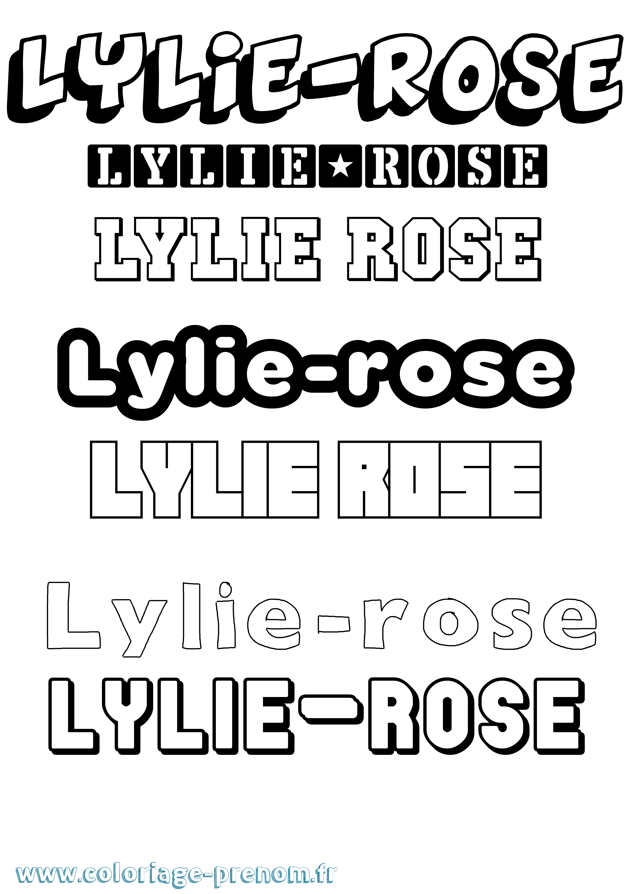 Coloriage Lylie-Rose Simple Coloriage prénom Lylie-Rose Simple