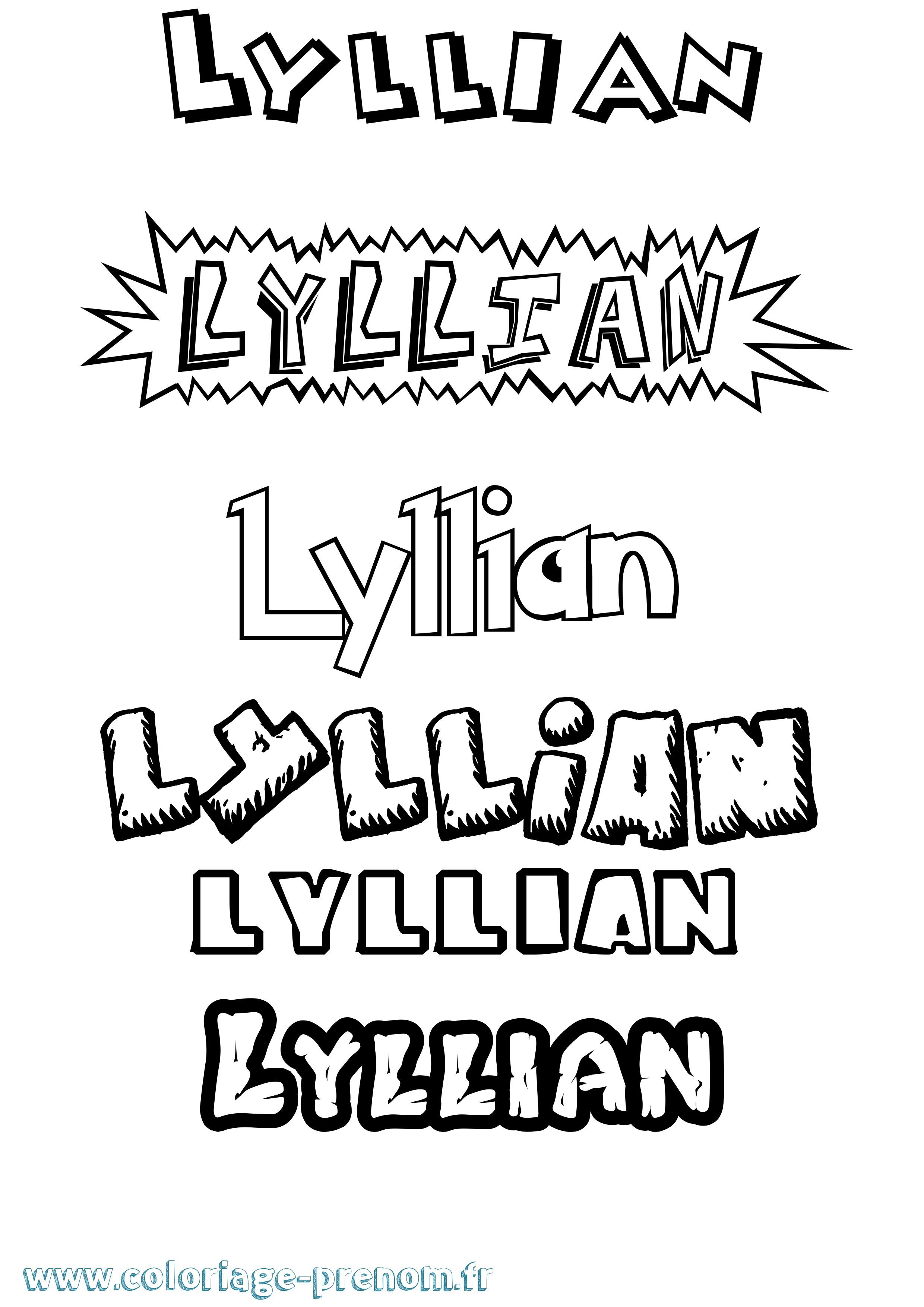 Coloriage Lyllian Dessin Animé Coloriage prénom Lyllian Dessin Animé