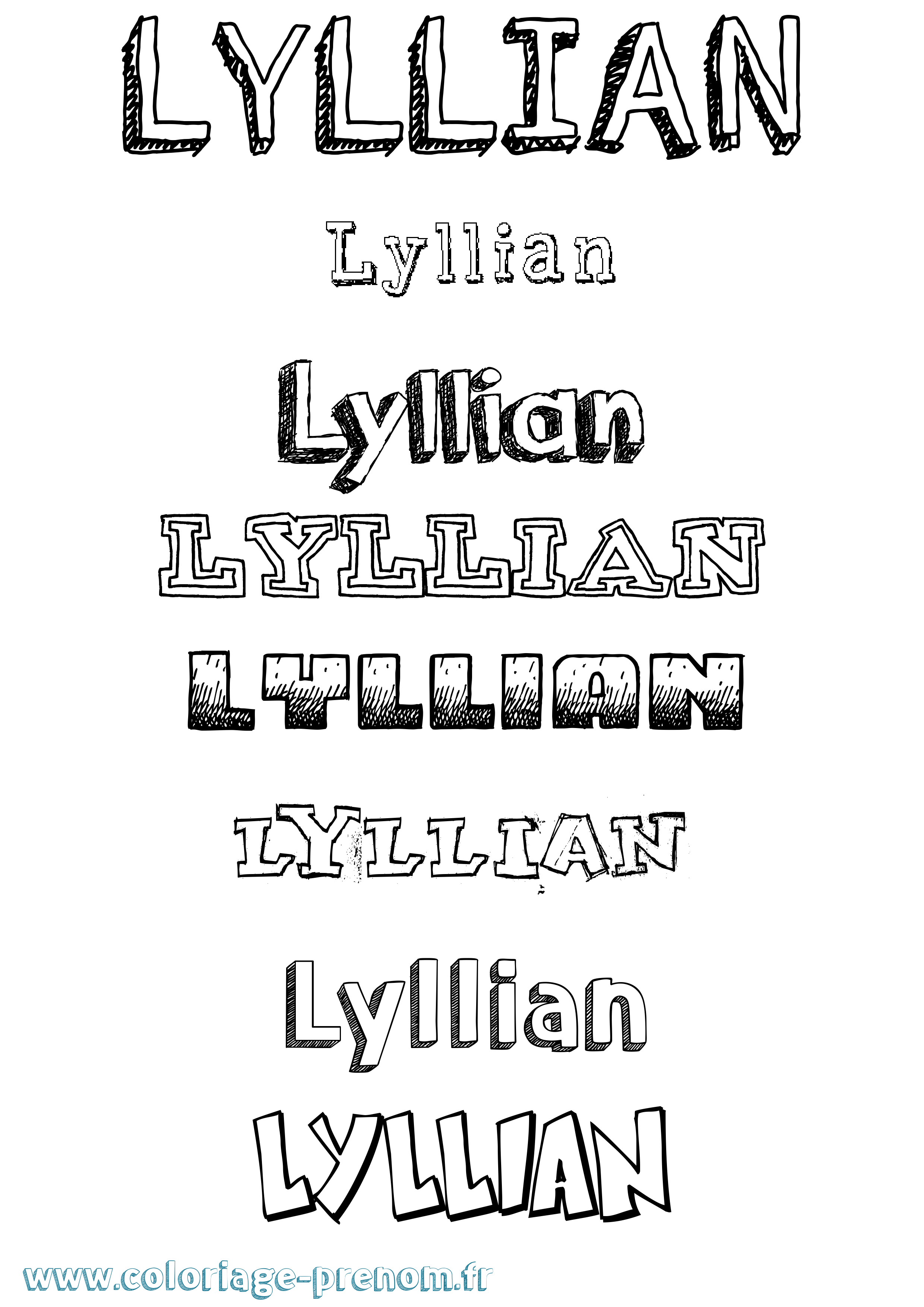 Coloriage Lyllian Dessiné Coloriage prénom Lyllian Dessiné