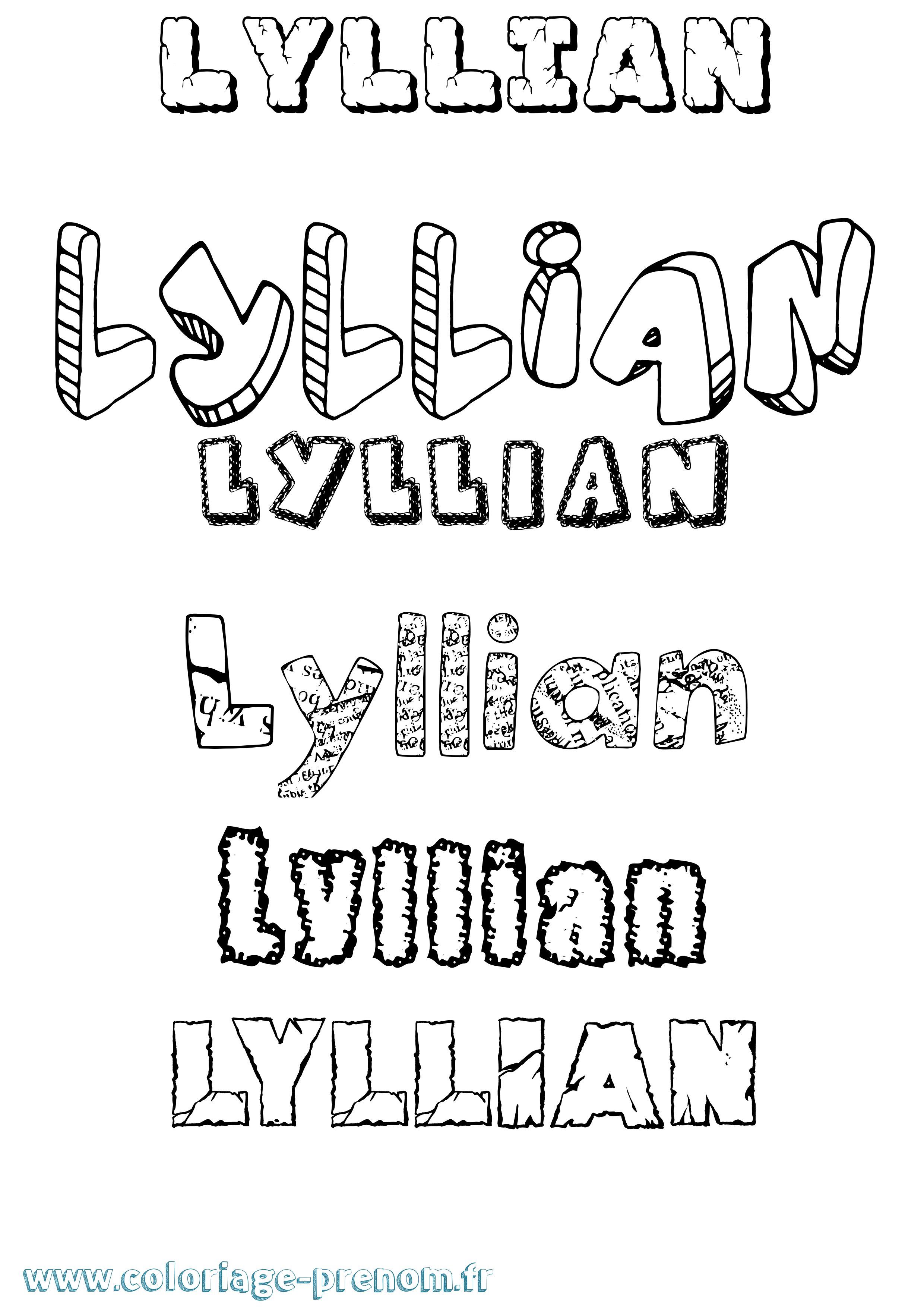 Coloriage Lyllian Destructuré Coloriage prénom Lyllian Destructuré