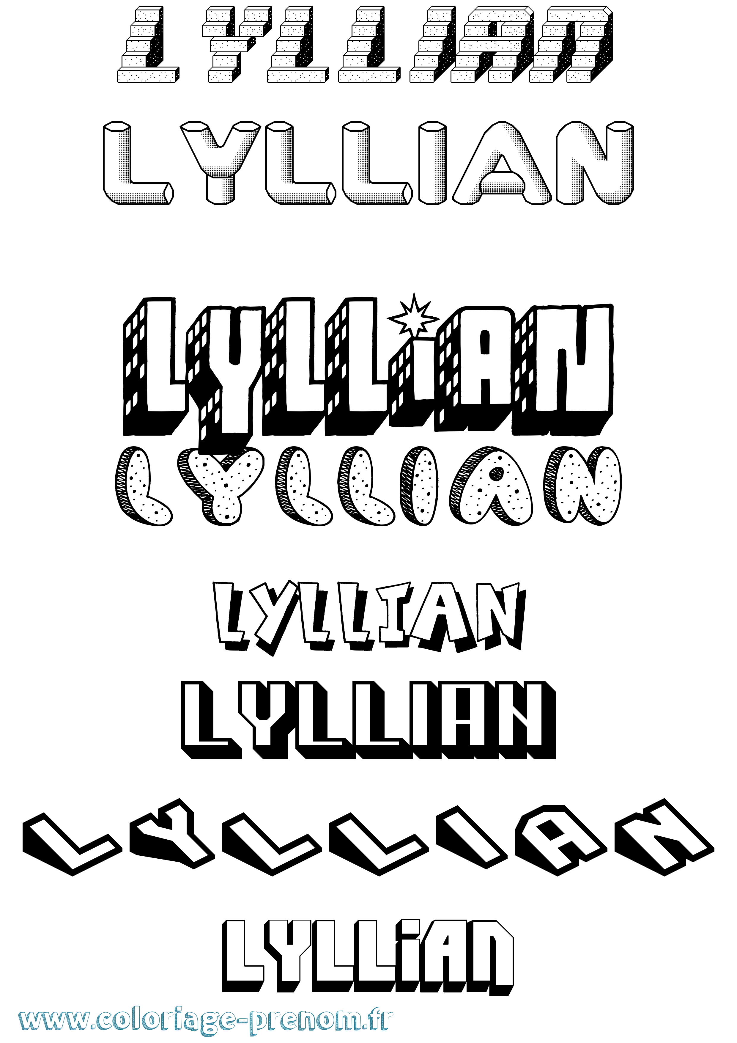 Coloriage Lyllian Effet 3D Coloriage prénom Lyllian Effet 3D
