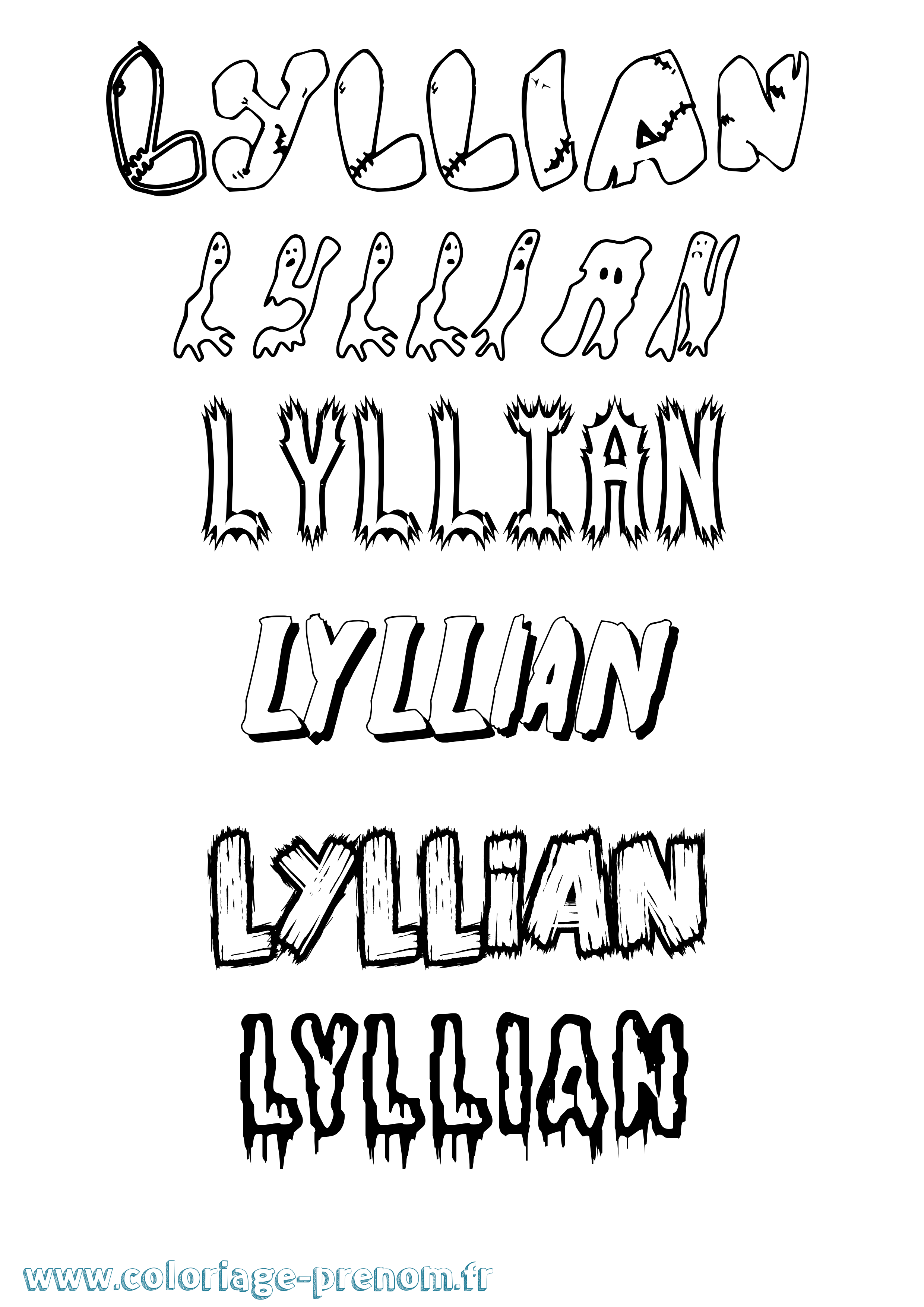 Coloriage Lyllian Frisson Coloriage prénom Lyllian Frisson